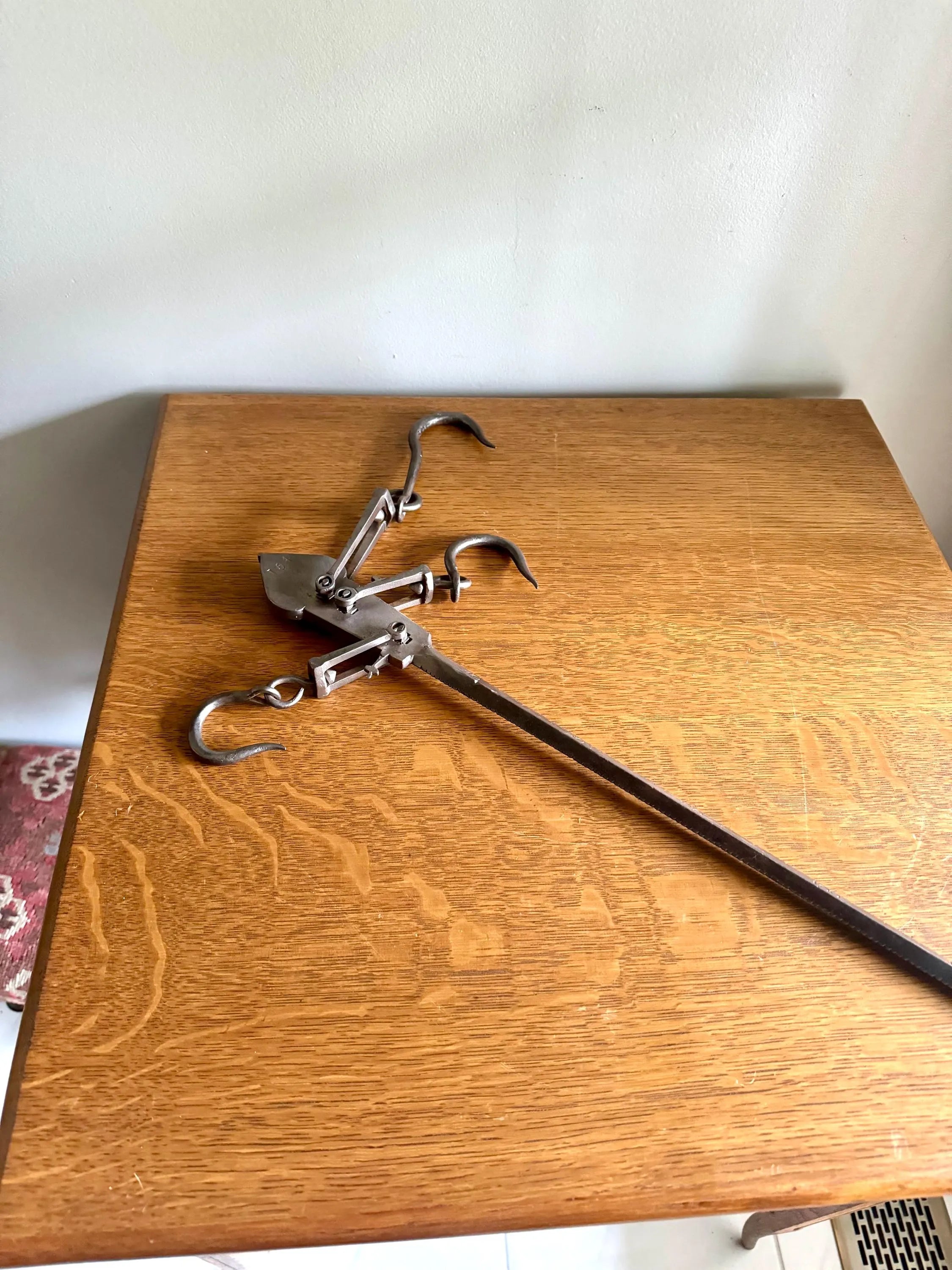 Antique Bourne & Chambers Beam Scale | Iron Bourne Hanging Beam Balance Scale | Primitive Fur Scale | Antique Barn Scale | Tobacco Scale