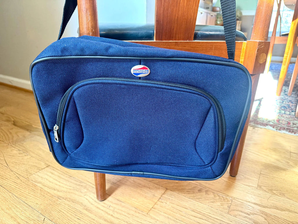 Vtg American Tourister Should Bag | American Tourister Canvas Hand Bag | Vintage Shoulder Bag | Blue Weekend Luggage Bag
