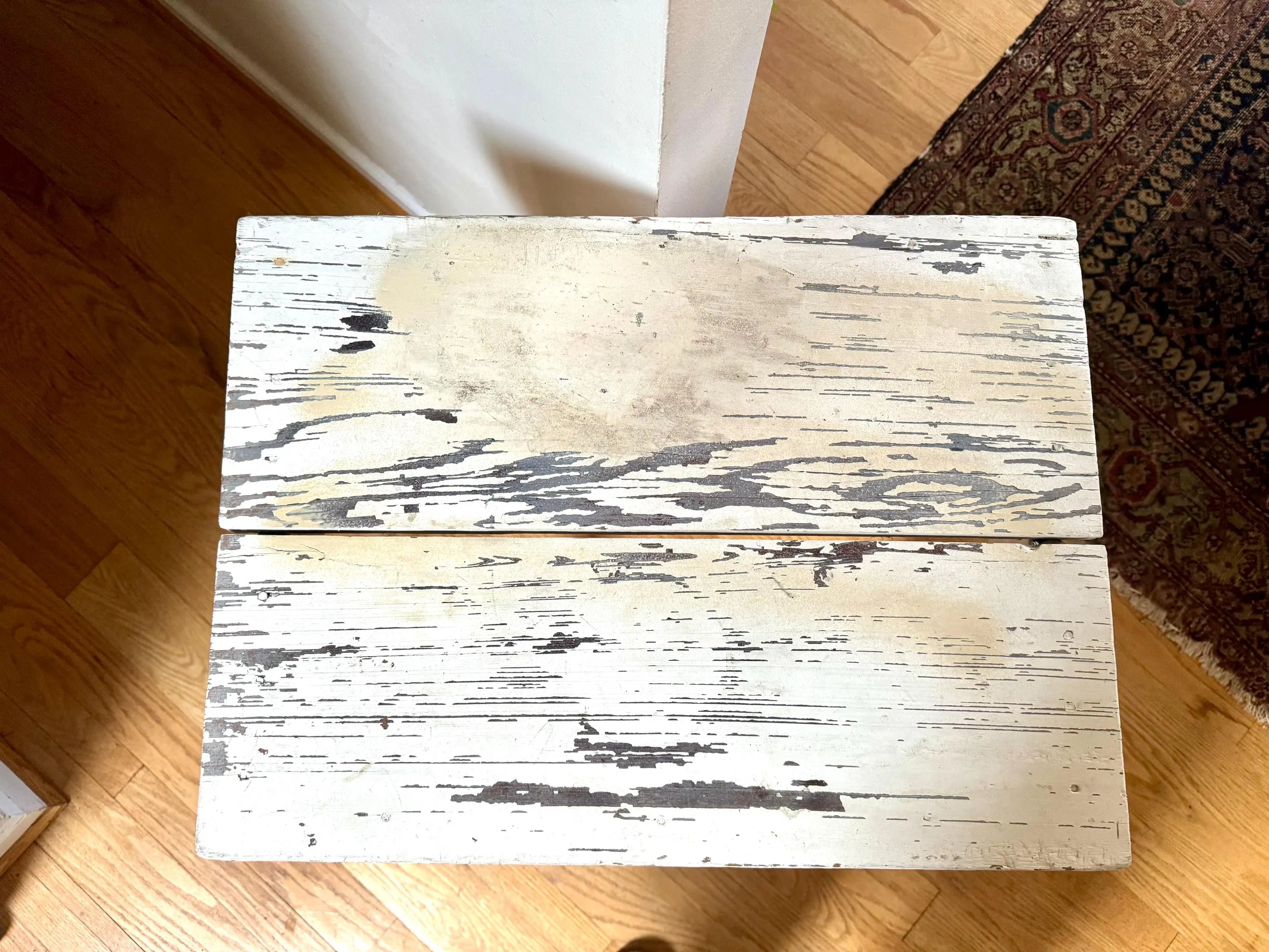 Vtg Distressed Small Table | Primitive Small Table | Tall Distressed Painted Table | Small Farmhouse Side Table | Primitive Plant Table