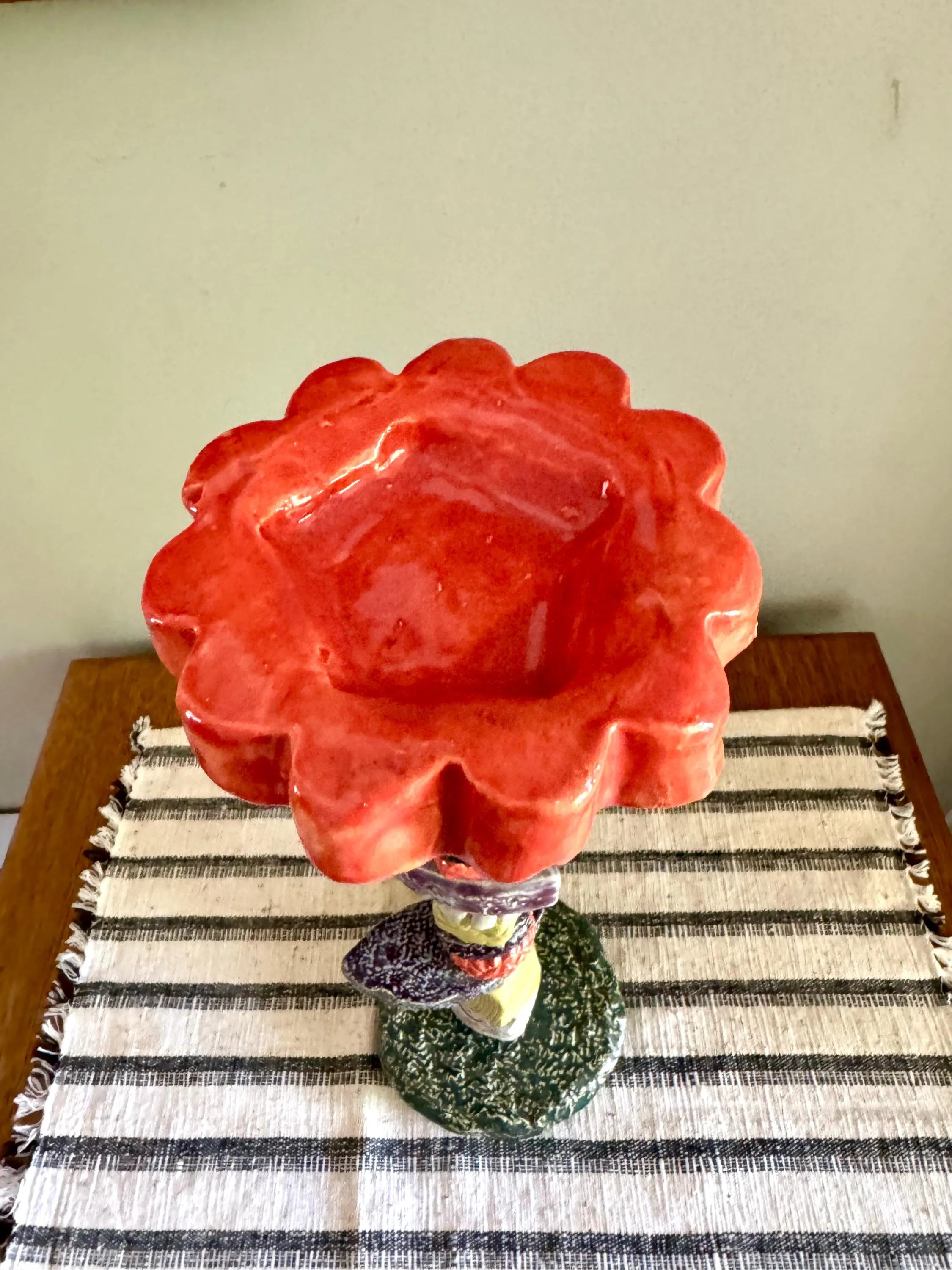 Sunapple & Company Ceramic Figural Candle Stick | Stacked Ceramic Figural Candlestick Holder | Colorful Ceramic Pillar Candle Holder