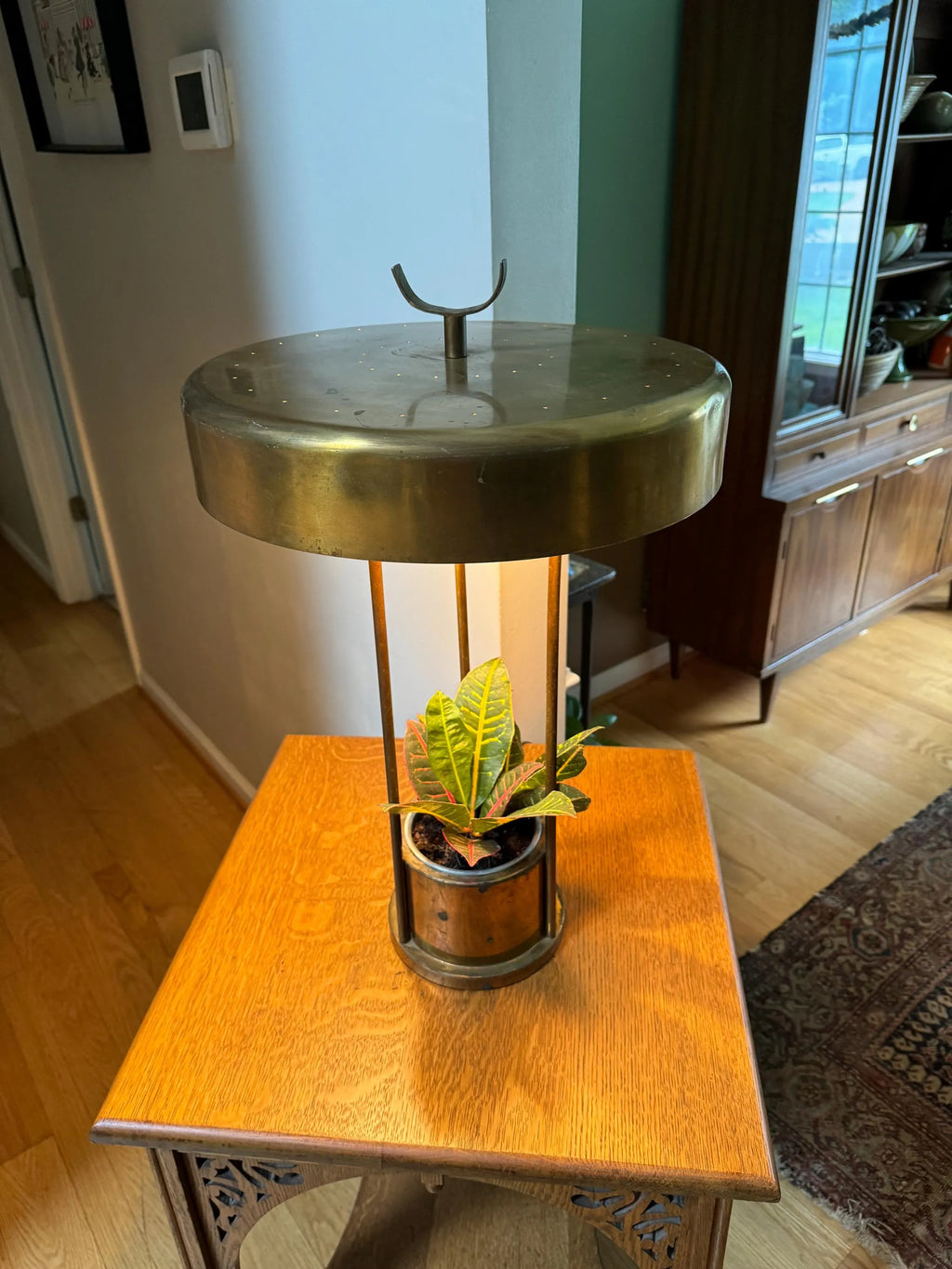 Vtg Large Brass Lamp with Planter | Large Planter Lamp | Unique 3 Fixture Lamp with Planter