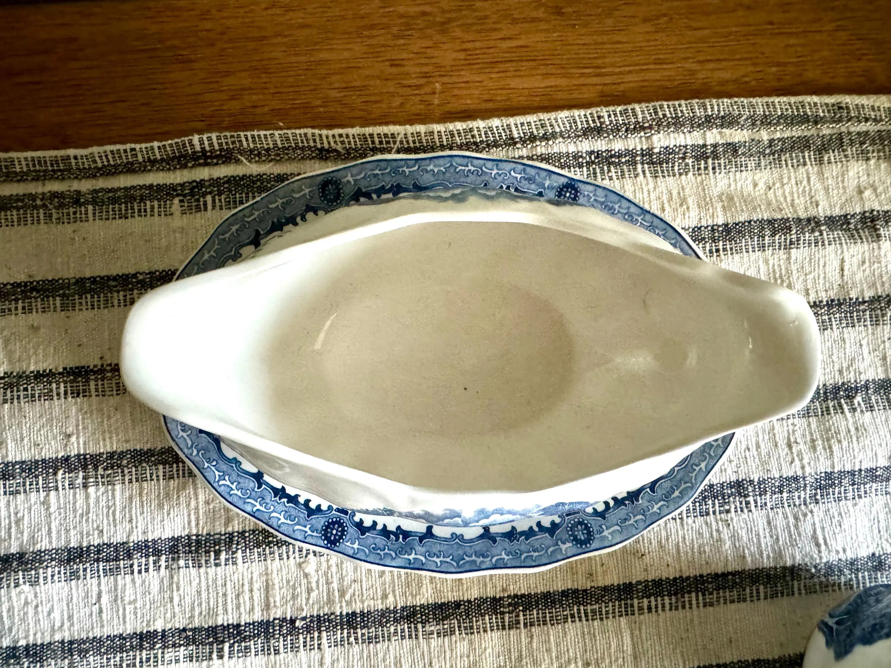 Vtg Nikko Blue Over White Serving Dishes | Nikko Double Phoenix Blue Castle & Floral Print Serving China | 3 Blue Print Serving Dishes