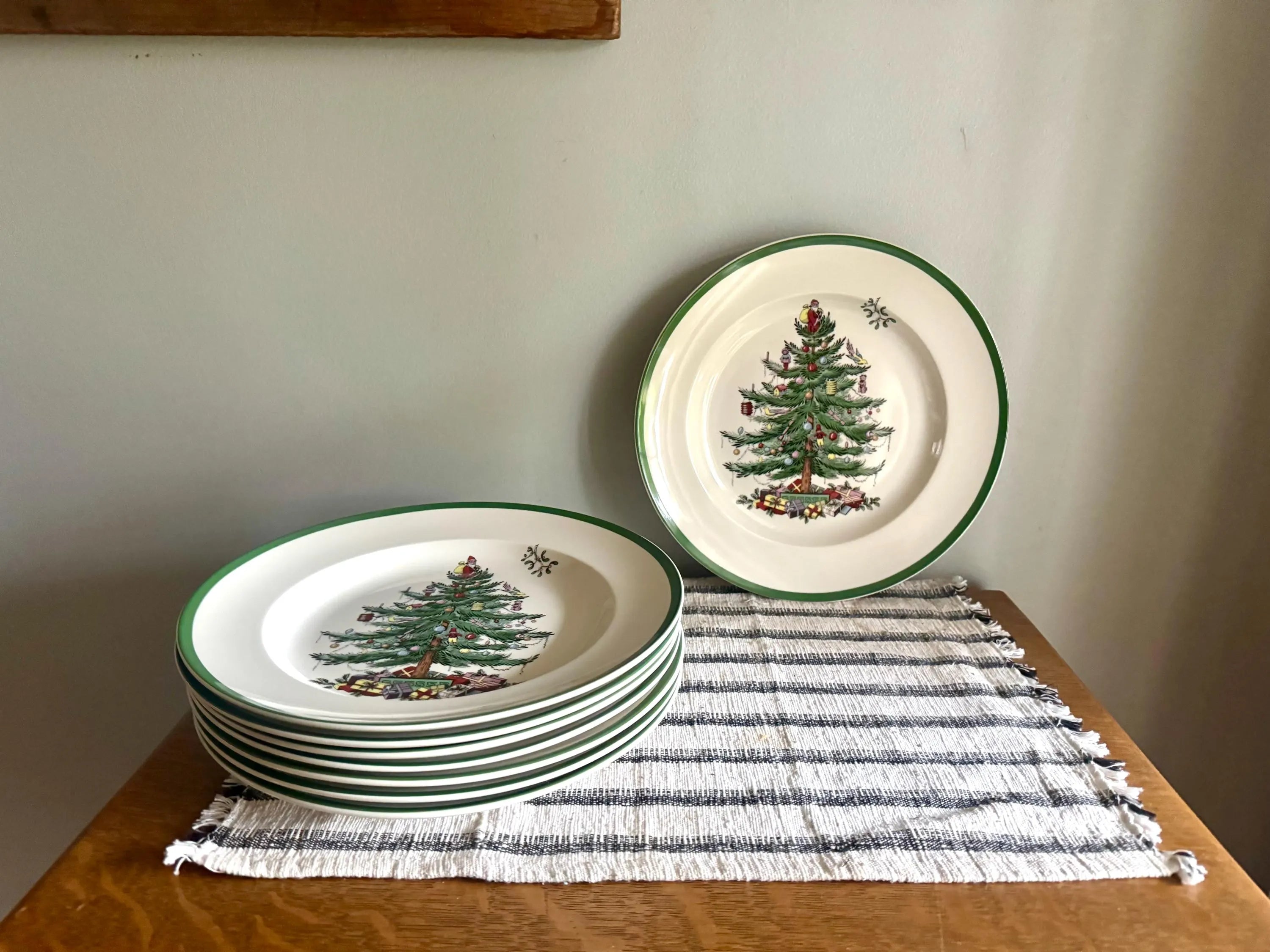 Vtg Spode Christmas Dinner Plate| 10 1/2" Spode Christmas Tree Plate| Spode Christmas Tree Dinner Plates (8 Plates avail)