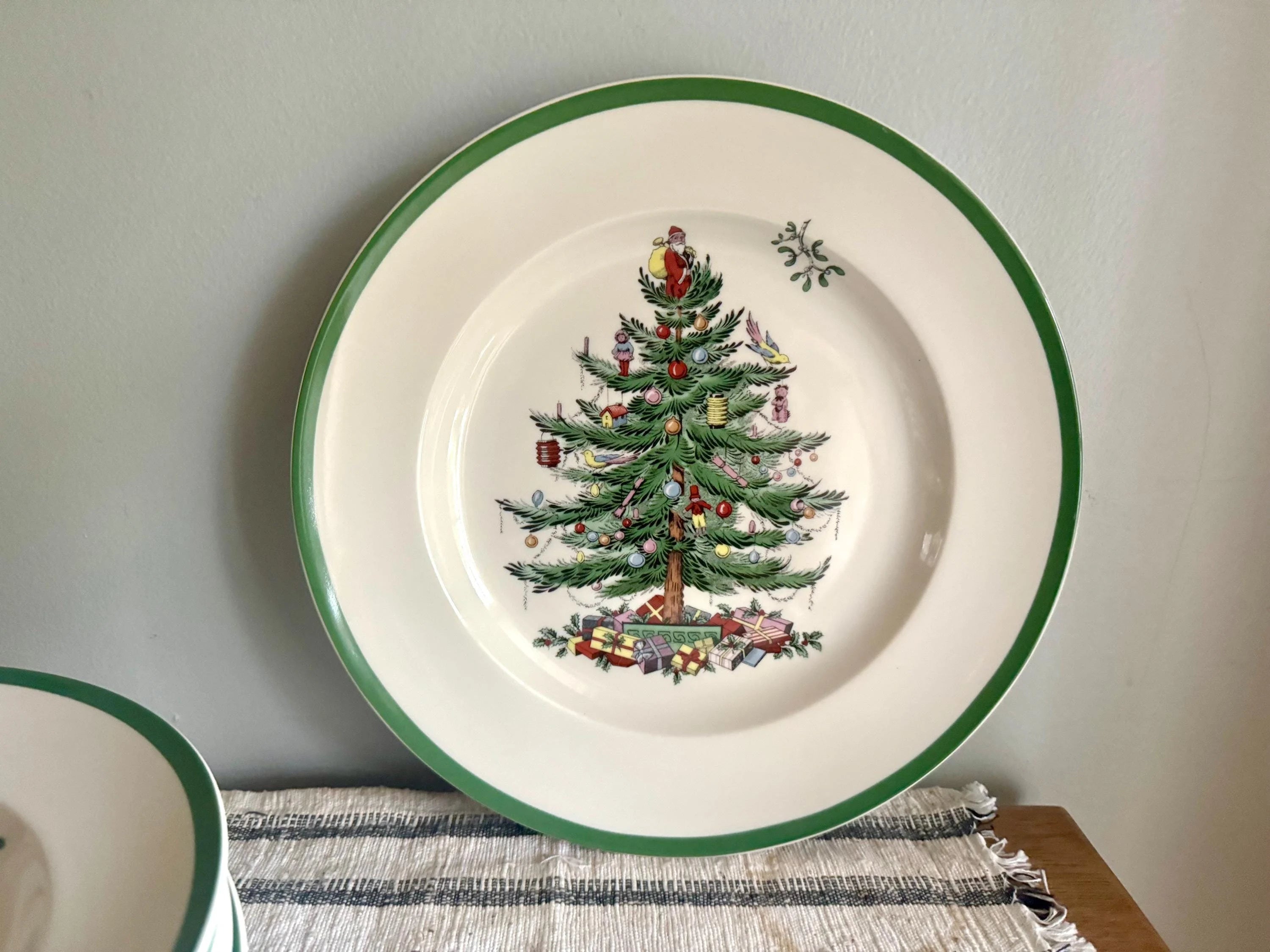 Vtg Spode Christmas Dinner Plate| 10 1/2" Spode Christmas Tree Plate| Spode Christmas Tree Dinner Plates (8 Plates avail)