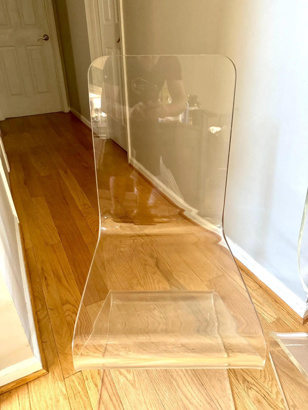 Set of 2 Lucite 'Z' Cantilever Chairs | Clear Lucite Z Chairs | MCM Plexi-Craft Acrylic Z Chairs | Modern "Z" Chairs (2 sets available)