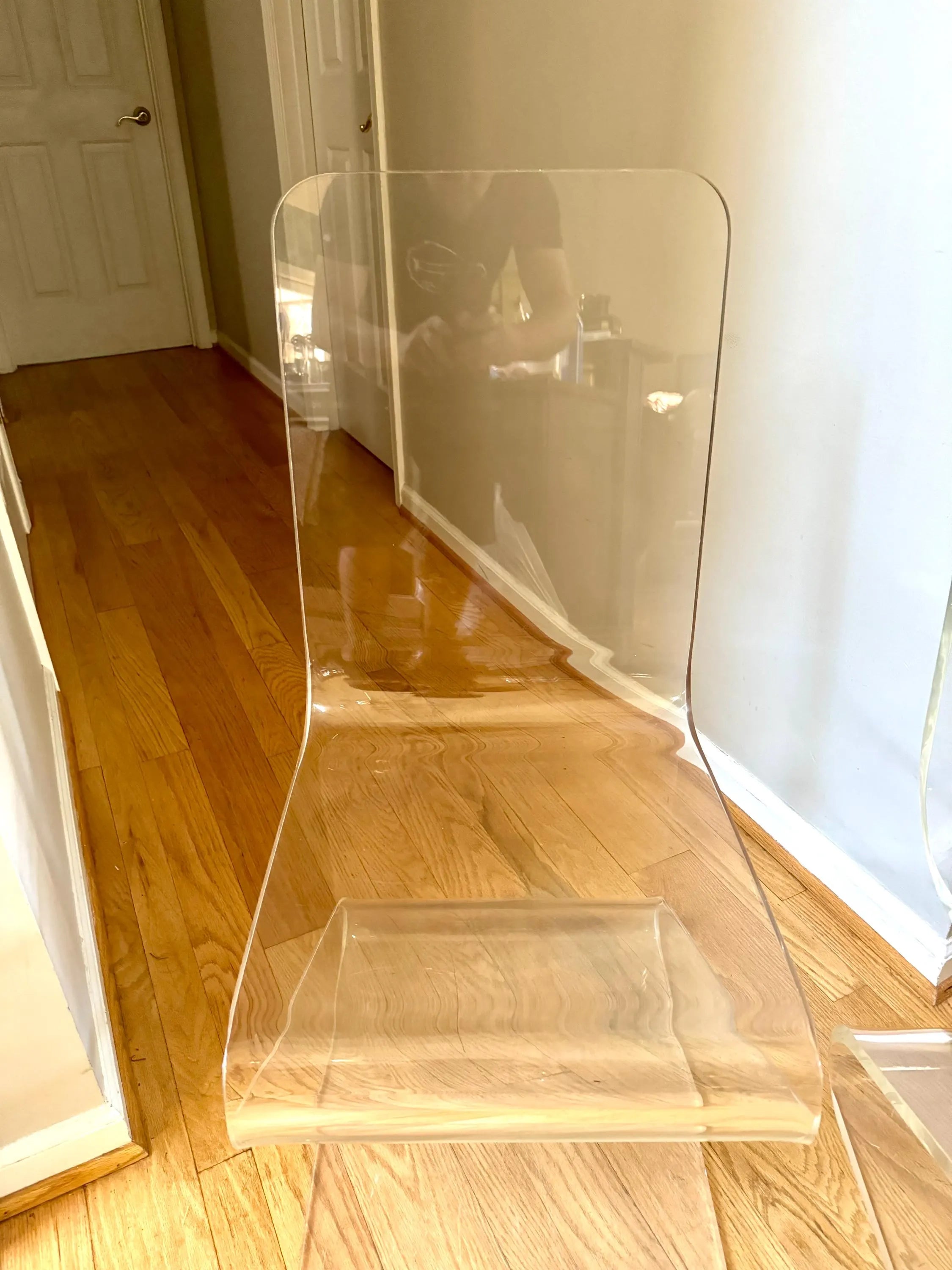 Set of 2 Lucite 'Z' Cantilever Chairs | Clear Lucite Z Chairs | MCM Plexi-Craft Acrylic Z Chairs | Modern "Z" Chairs (2 sets available)