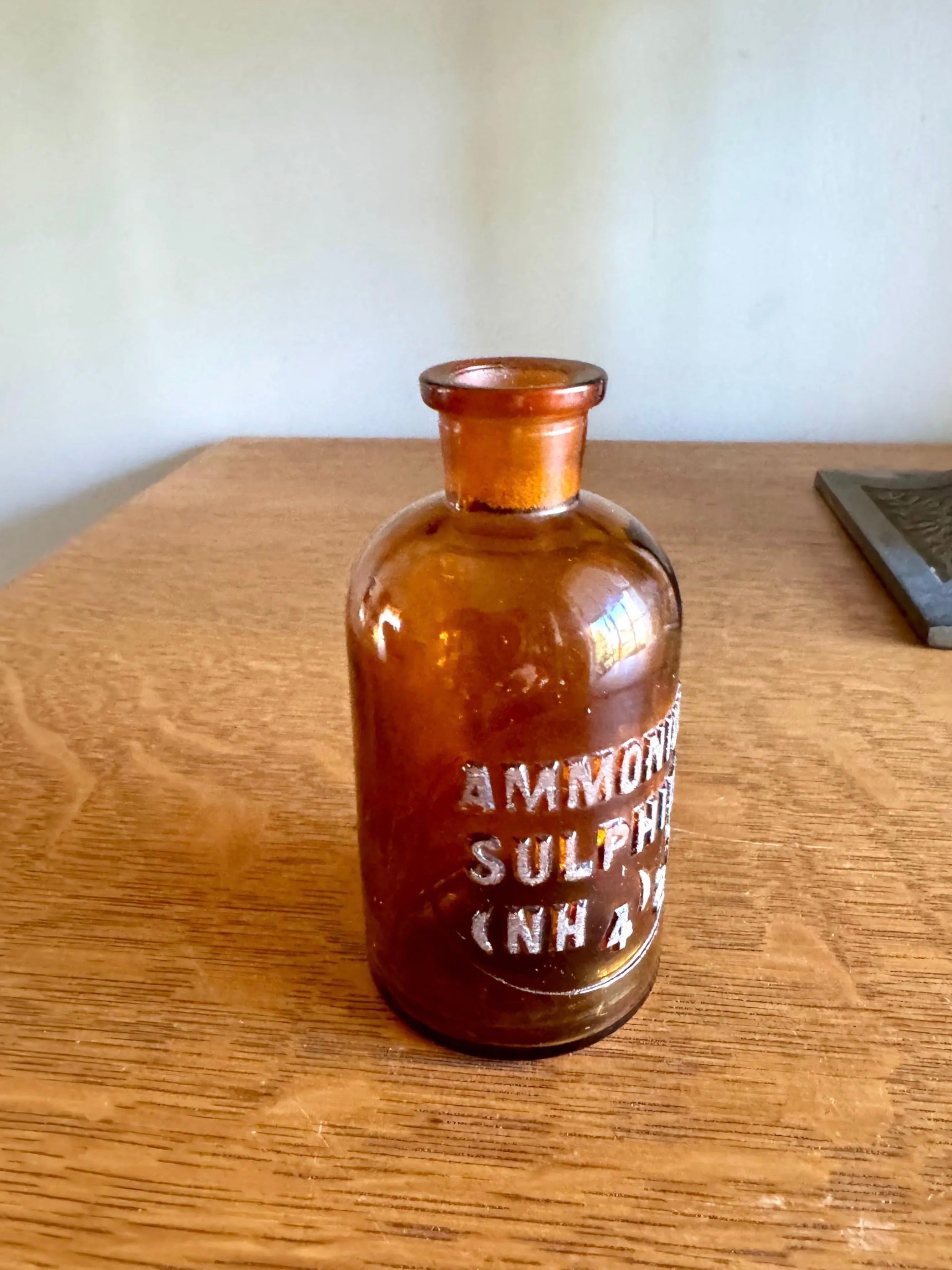 Vtg TCW Wheaton Glass Ammonium Sulphide Chemical Reagent Bottle | Amber Apothecary Bottle | Lab Bottle | Chemistry Bottle