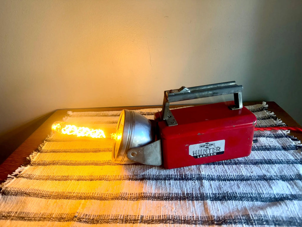 Up-Cycled HunterLantern To A NightLight | Industrial Flashlight Accent Lamp | Rustic Decor Lamp | Red Flashlight Unique Lamp