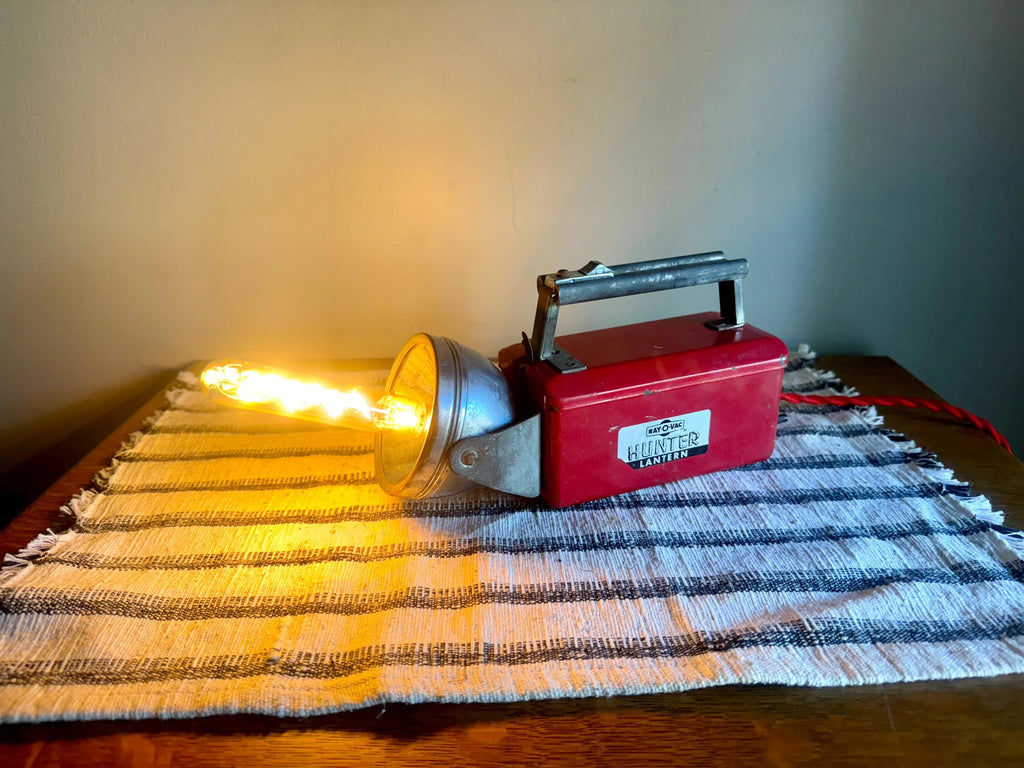 Up-Cycled HunterLantern To A NightLight | Industrial Flashlight Accent Lamp | Rustic Decor Lamp | Red Flashlight Unique Lamp