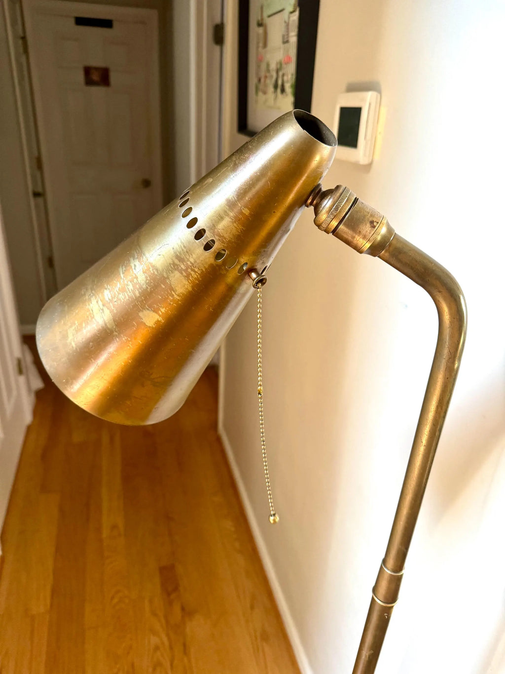 Mid Century Cone Floor Lamp | Brass Atomic Bullet Lamp | Paavo Tynell Style Floor Lamp | Atomic Floor Lamp | Distressed MCM Floor Lamp
