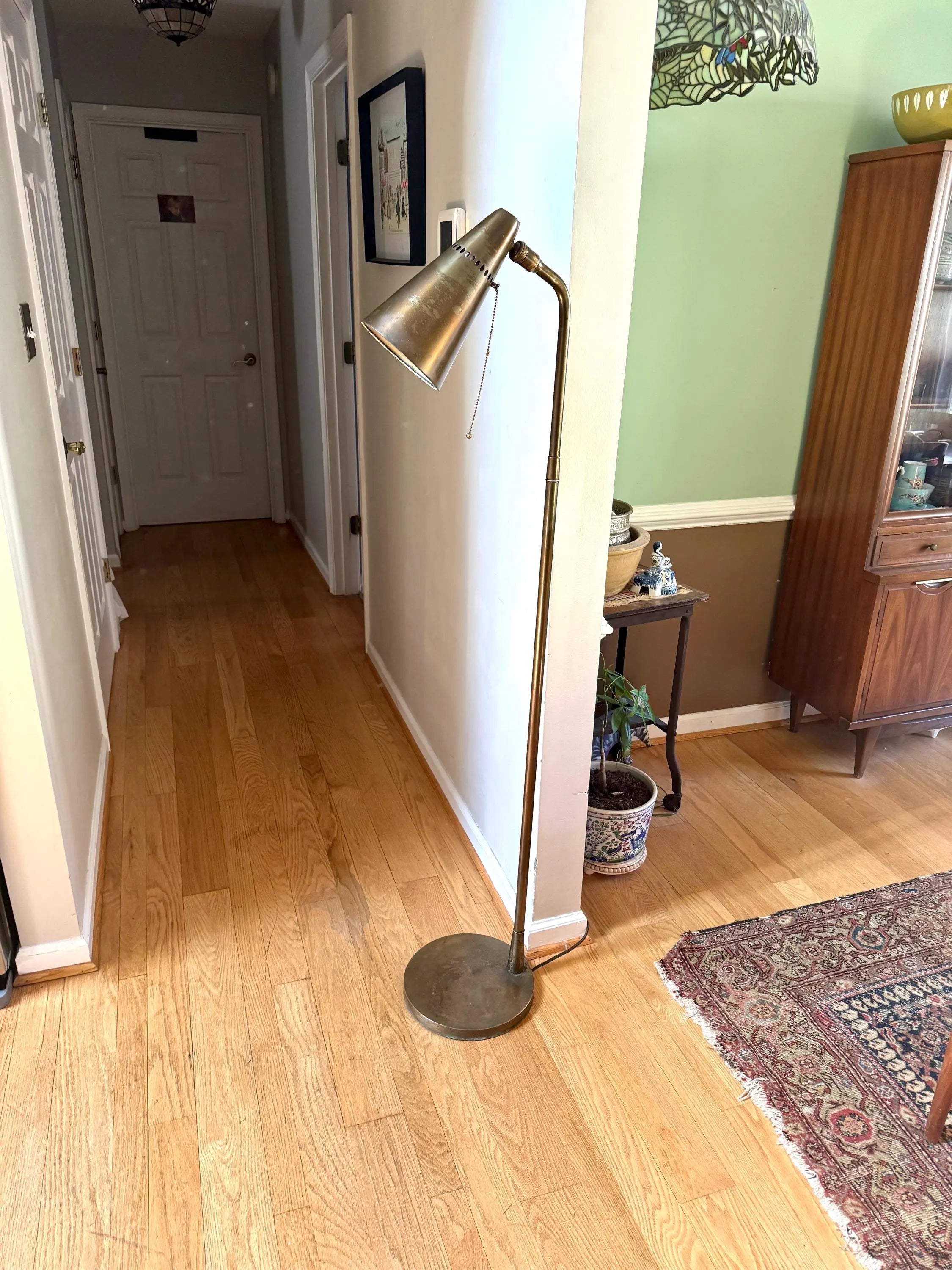 Mid Century Cone Floor Lamp | Brass Atomic Bullet Lamp | Paavo Tynell Style Floor Lamp | Atomic Floor Lamp | Distressed MCM Floor Lamp