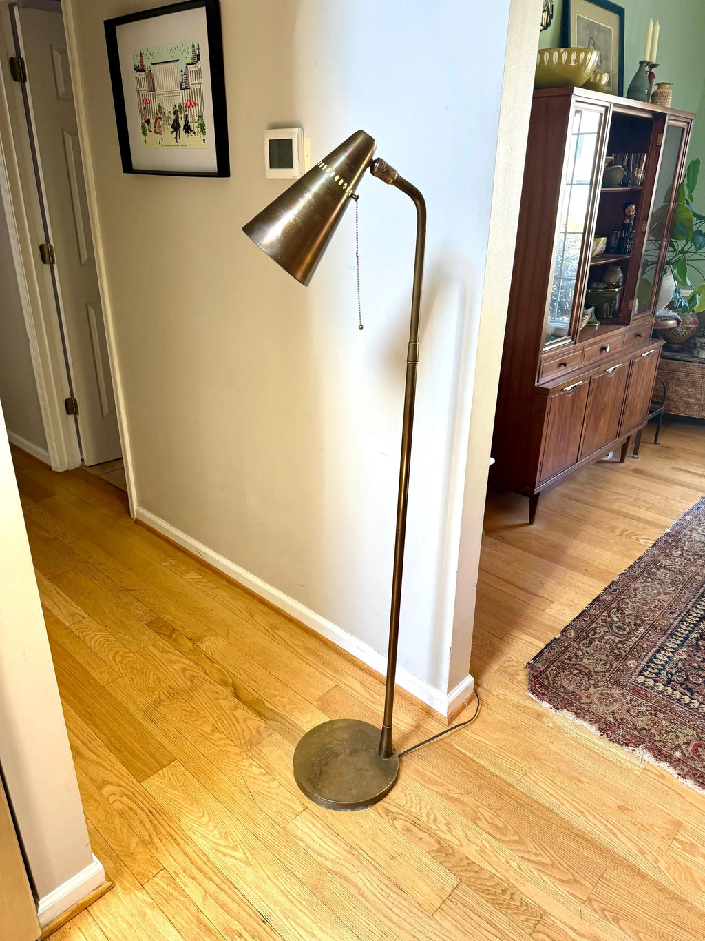 Mid Century Cone Floor Lamp | Brass Atomic Bullet Lamp | Paavo Tynell Style Floor Lamp | Atomic Floor Lamp | Distressed MCM Floor Lamp