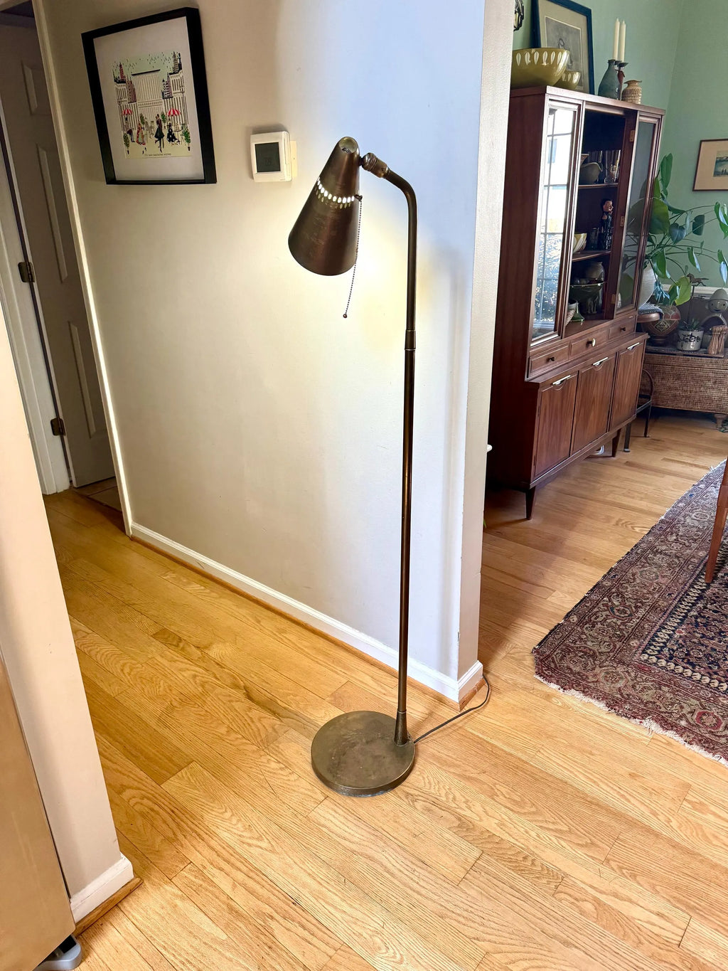 Mid Century Cone Floor Lamp | Brass Atomic Bullet Lamp | Paavo Tynell Style Floor Lamp | Atomic Floor Lamp | Distressed MCM Floor Lamp