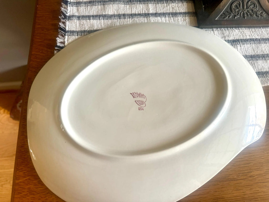 Vtg Red Wing China 20th Century Serving Platter | Red Wing Bone China Serving Plate | MCM Dinnerware | Redwing Textured MCM Turkey Plate