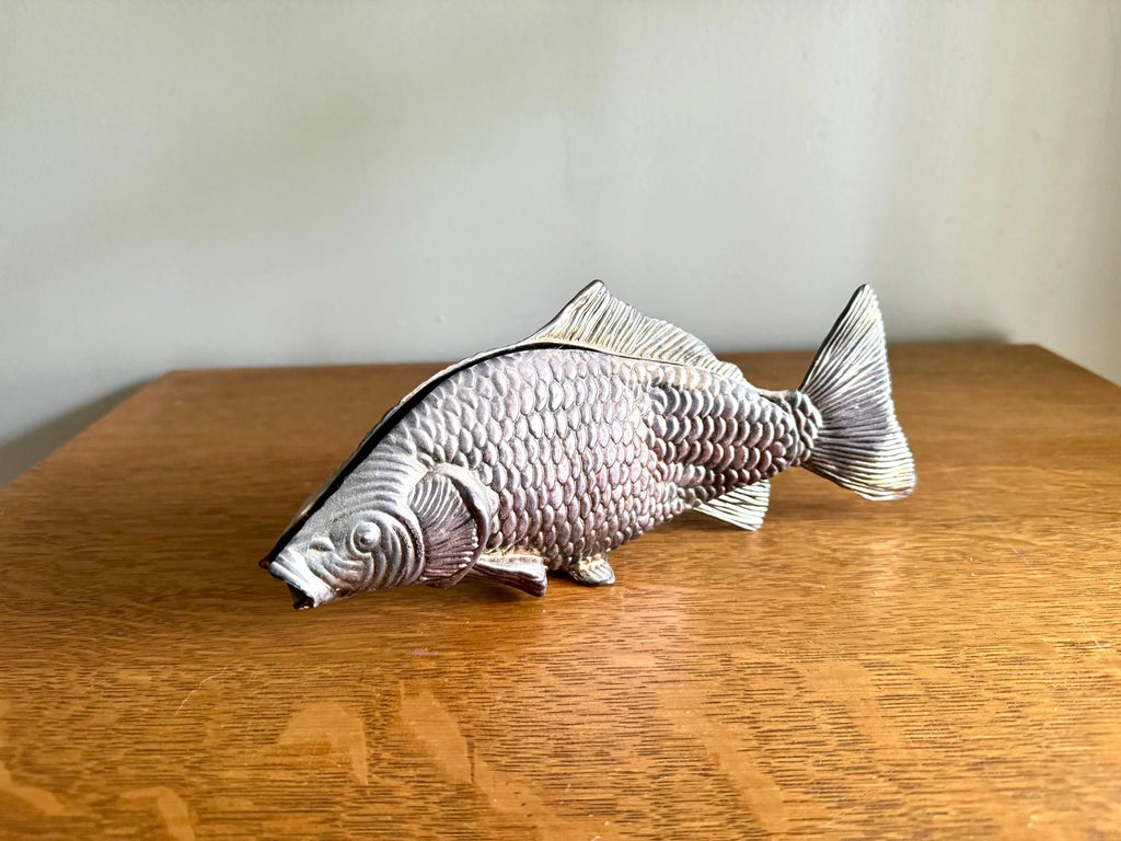 Vtg Mid Century Silver Plated Koi Fish Napkin Holder | Koi Fish Serviette Napkin Holder | Koi Fish Letter Holder | Koi Carp Decor