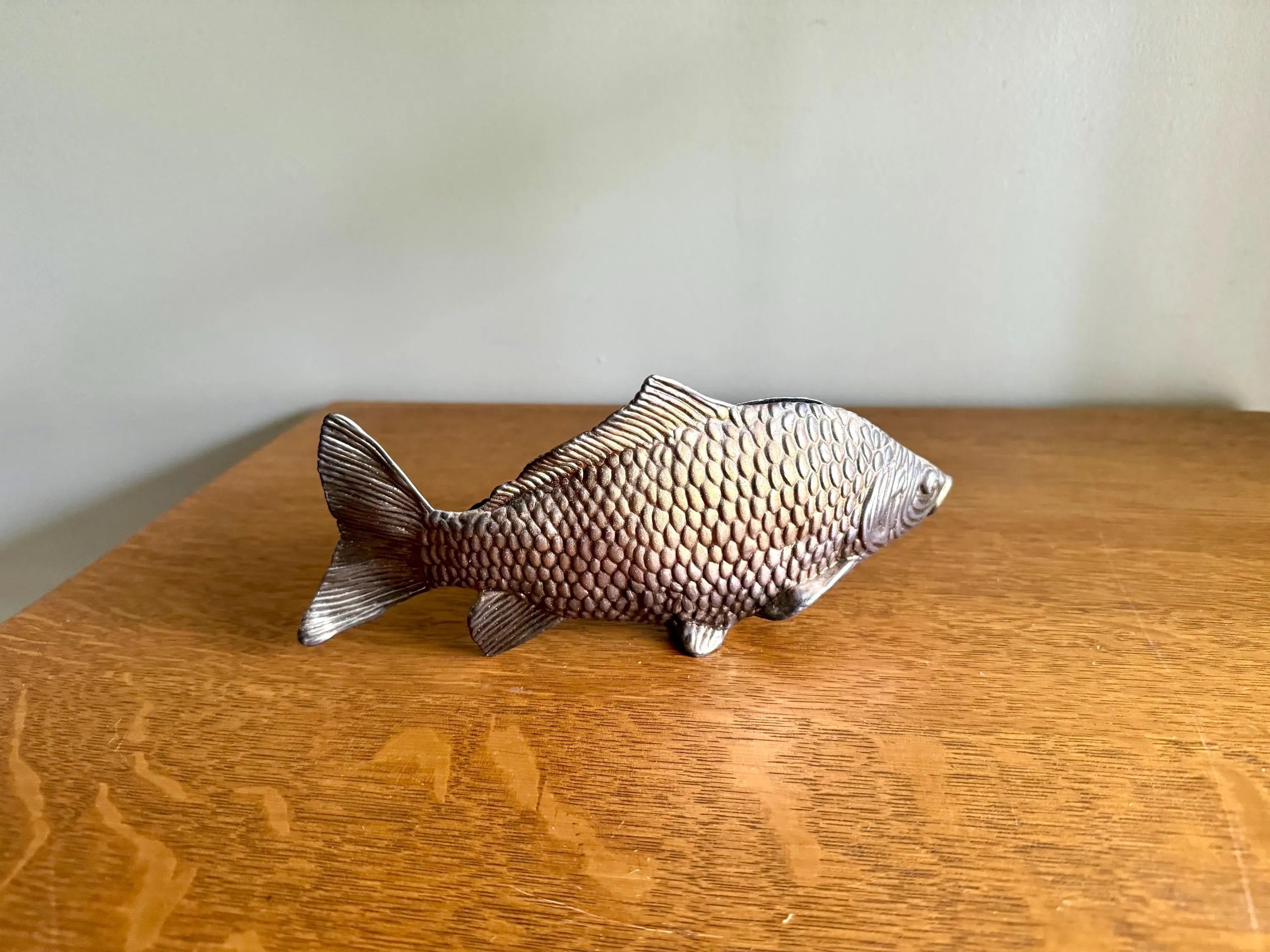 Vtg Mid Century Silver Plated Koi Fish Napkin Holder | Koi Fish Serviette Napkin Holder | Koi Fish Letter Holder | Koi Carp Decor