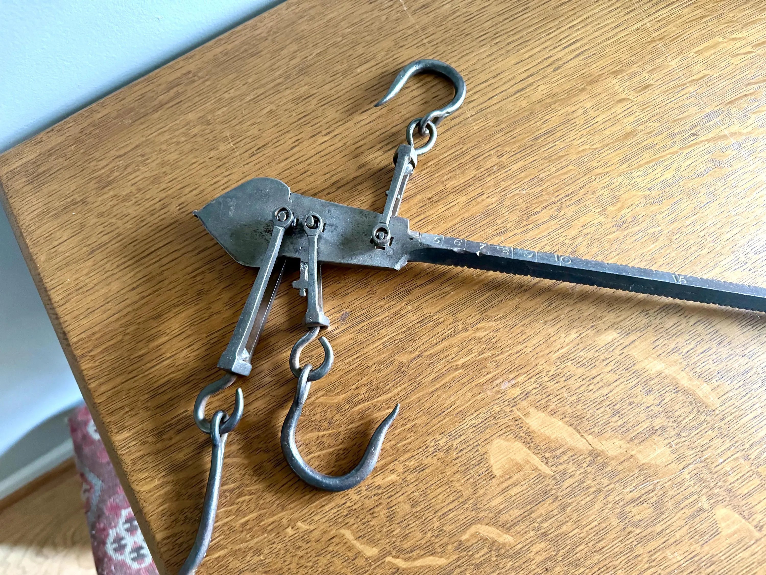 Antique Bourne & Chambers Beam Scale | Iron Bourne Hanging Beam Balance Scale | Primitive Fur Scale | Antique Barn Scale | Tobacco Scale