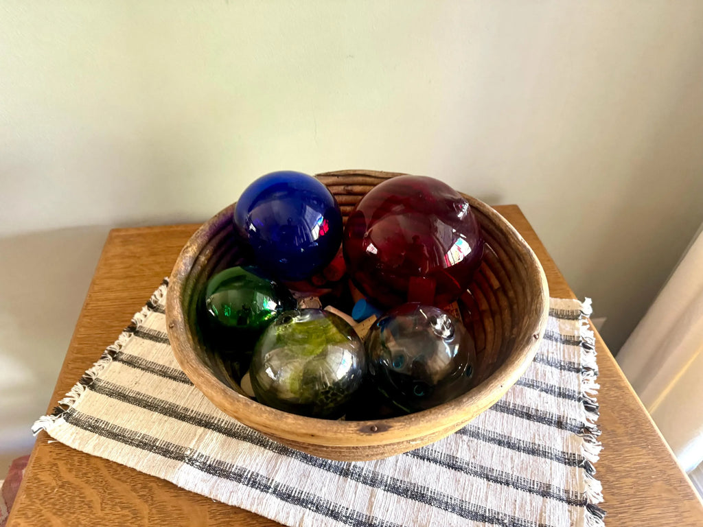 Vtg Coiled Pencil Reed Bowl | Large Pencil Reed Bamboo Bowl | Gabriella Crespi Style Rattan Basket | Center Piece Basket