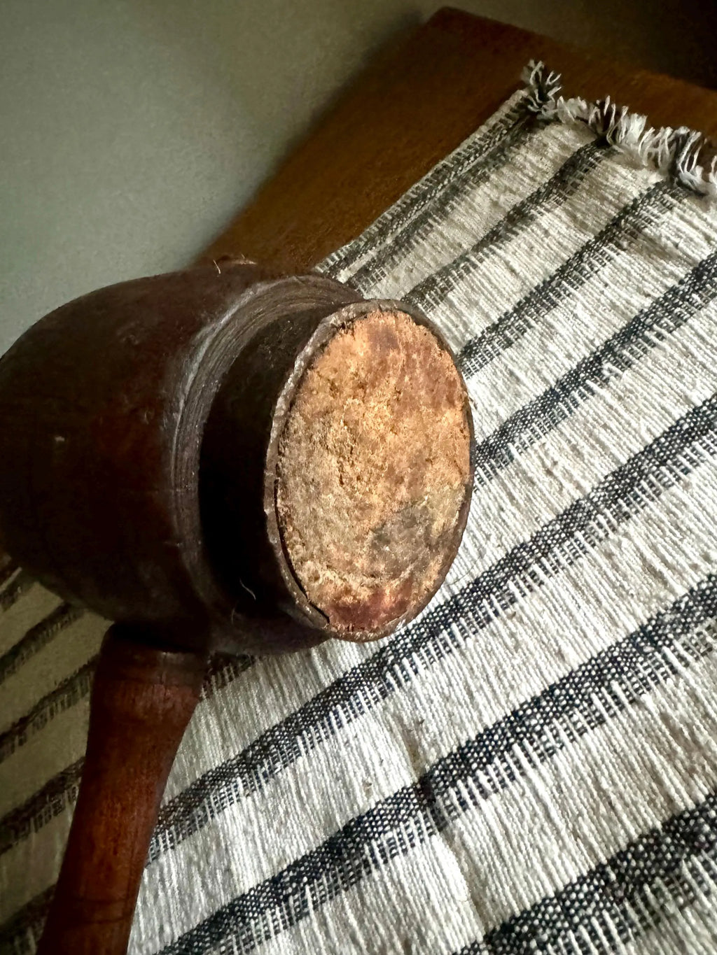 Vtg Iron Ring Wood Mallet | Hand Made Wooden Mallet | Decor Wooden Mallet | Wooden Industrial Hammer| Woodworkers Mallet | Sledge Hammer