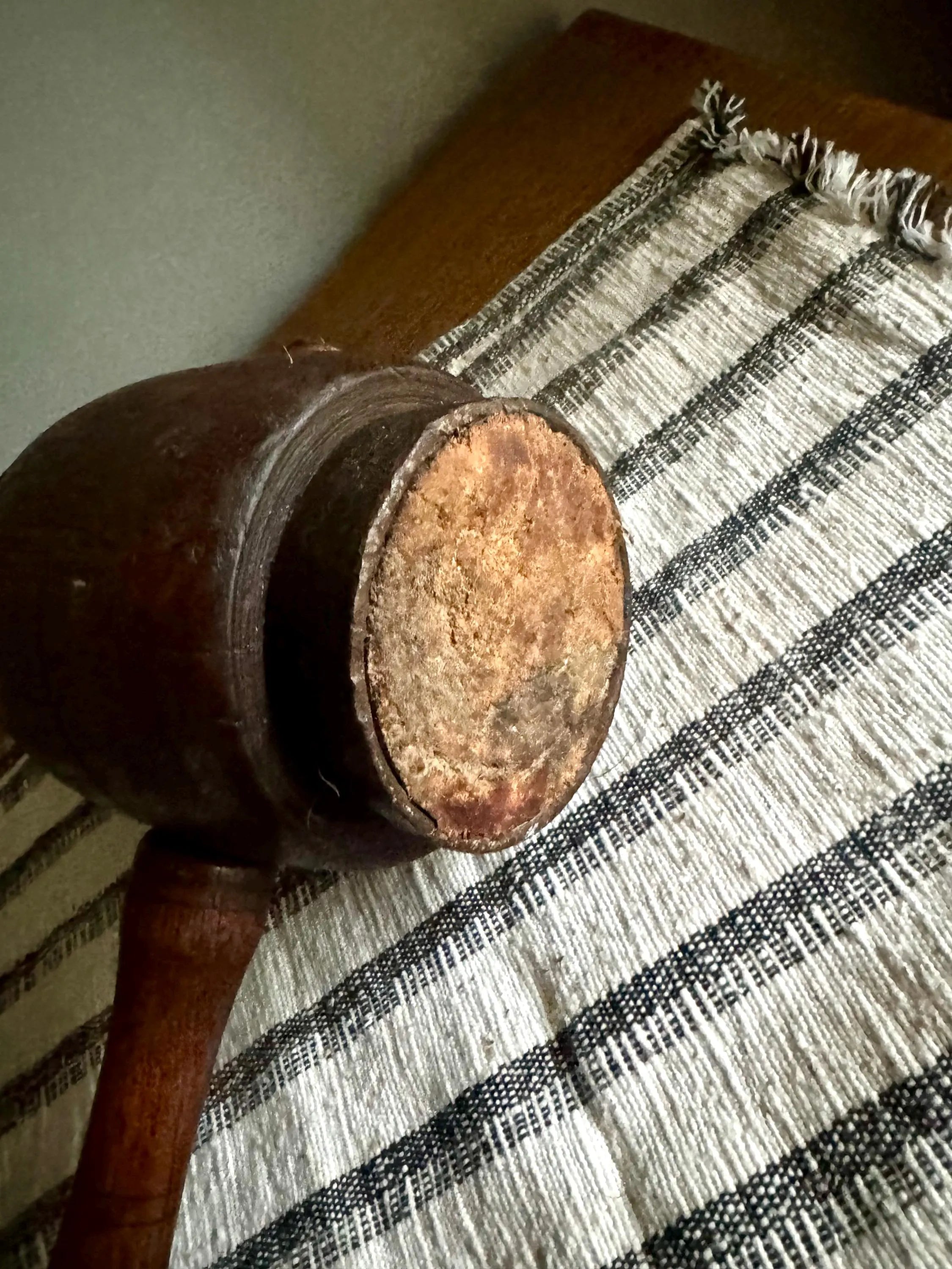 Vtg Iron Ring Wood Mallet | Hand Made Wooden Mallet | Decor Wooden Mallet | Wooden Industrial Hammer| Woodworkers Mallet | Sledge Hammer