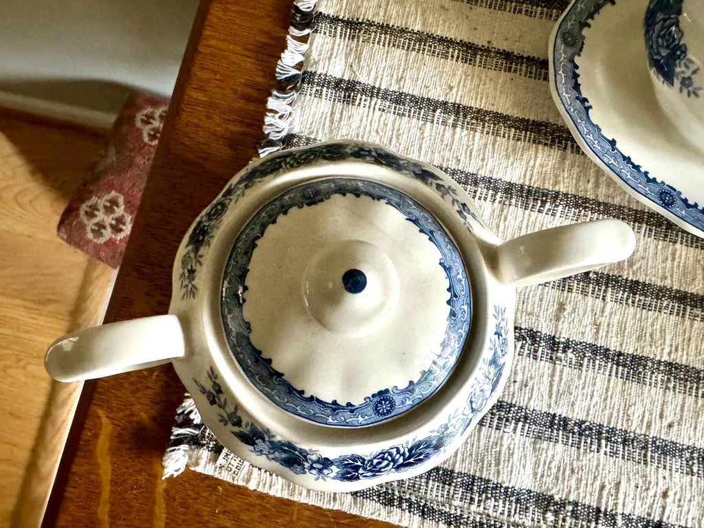 Vtg Nikko Blue Over White Serving Dishes | Nikko Double Phoenix Blue Castle & Floral Print Serving China | 3 Blue Print Serving Dishes