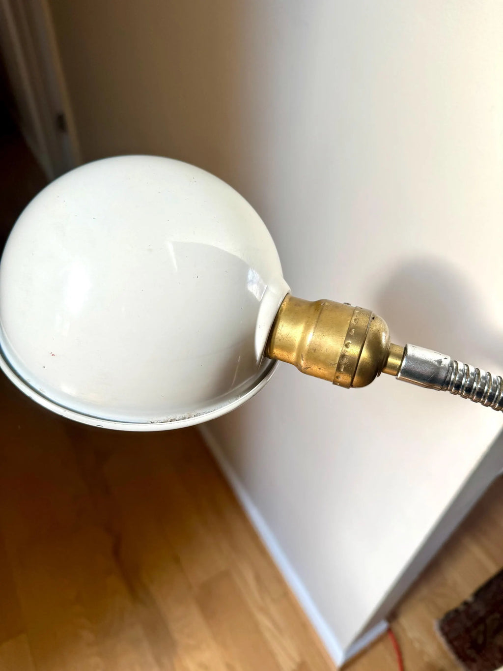 Vtg Distressed A.S. Aloe Co. Gooseneck Floor Lamp | White and Chrome Gooseneck Floor Lamp| Medical Light | Rewired Industrial Floor Lamp