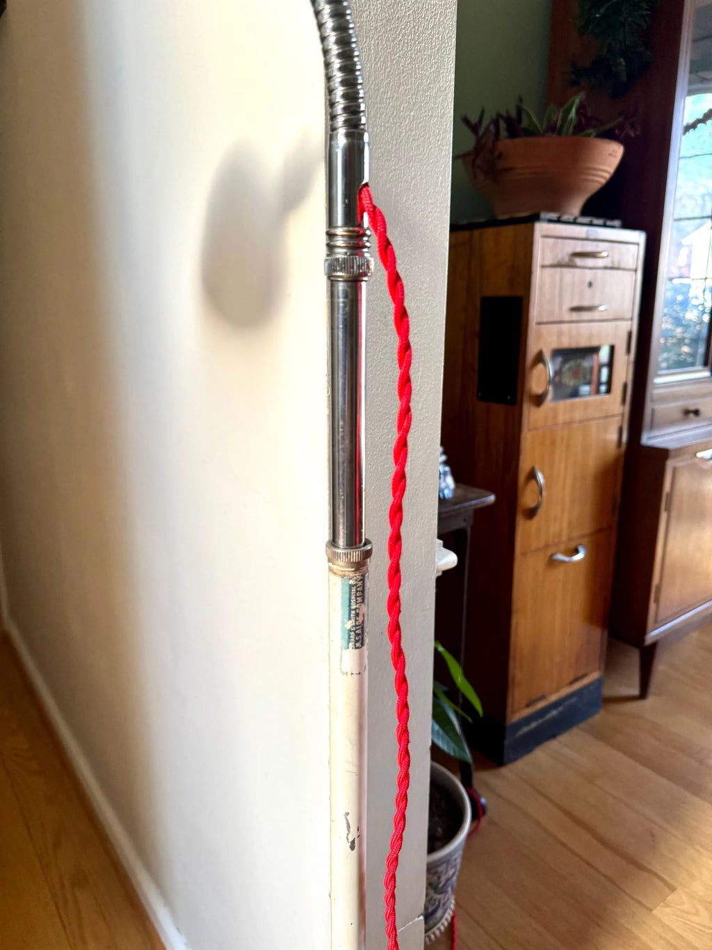 Vtg Distressed A.S. Aloe Co. Gooseneck Floor Lamp | White and Chrome Gooseneck Floor Lamp| Medical Light | Rewired Industrial Floor Lamp