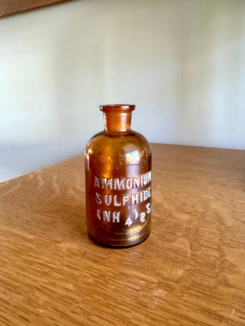 Vtg TCW Wheaton Glass Ammonium Sulphide Chemical Reagent Bottle | Amber Apothecary Bottle | Lab Bottle | Chemistry Bottle