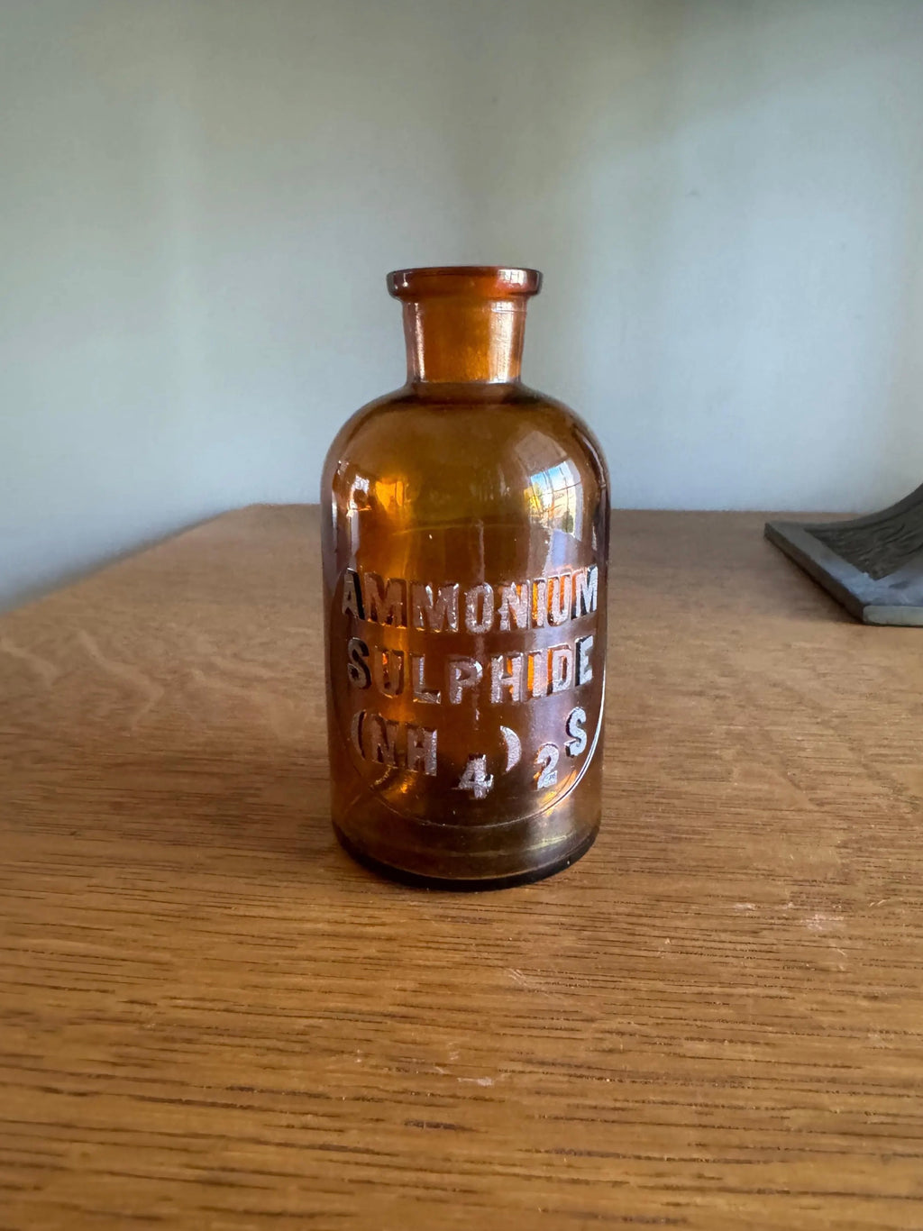 Vtg TCW Wheaton Glass Ammonium Sulphide Chemical Reagent Bottle | Amber Apothecary Bottle | Lab Bottle | Chemistry Bottle
