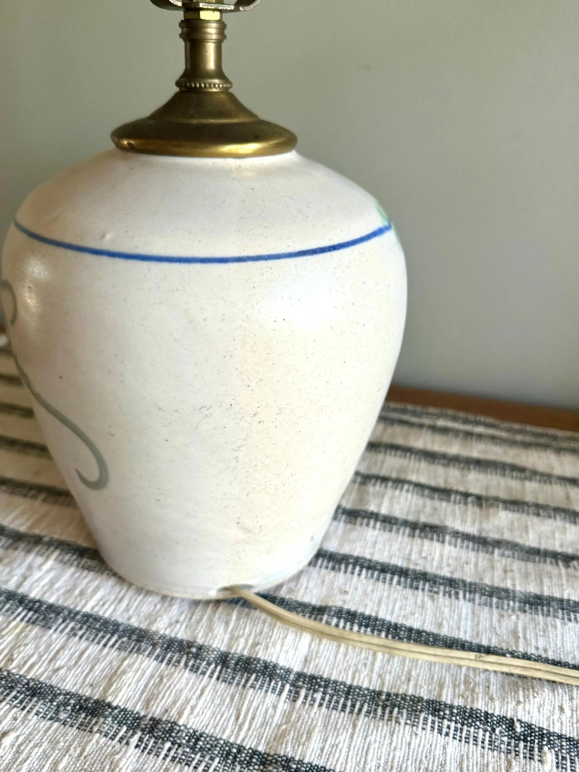 Vtg Grape Vineyard Glazed Pottery Lamp | Small Signed Studio Pottery Ceramic  Lamp | Hand Painted Grape Design Ceramic Lamp