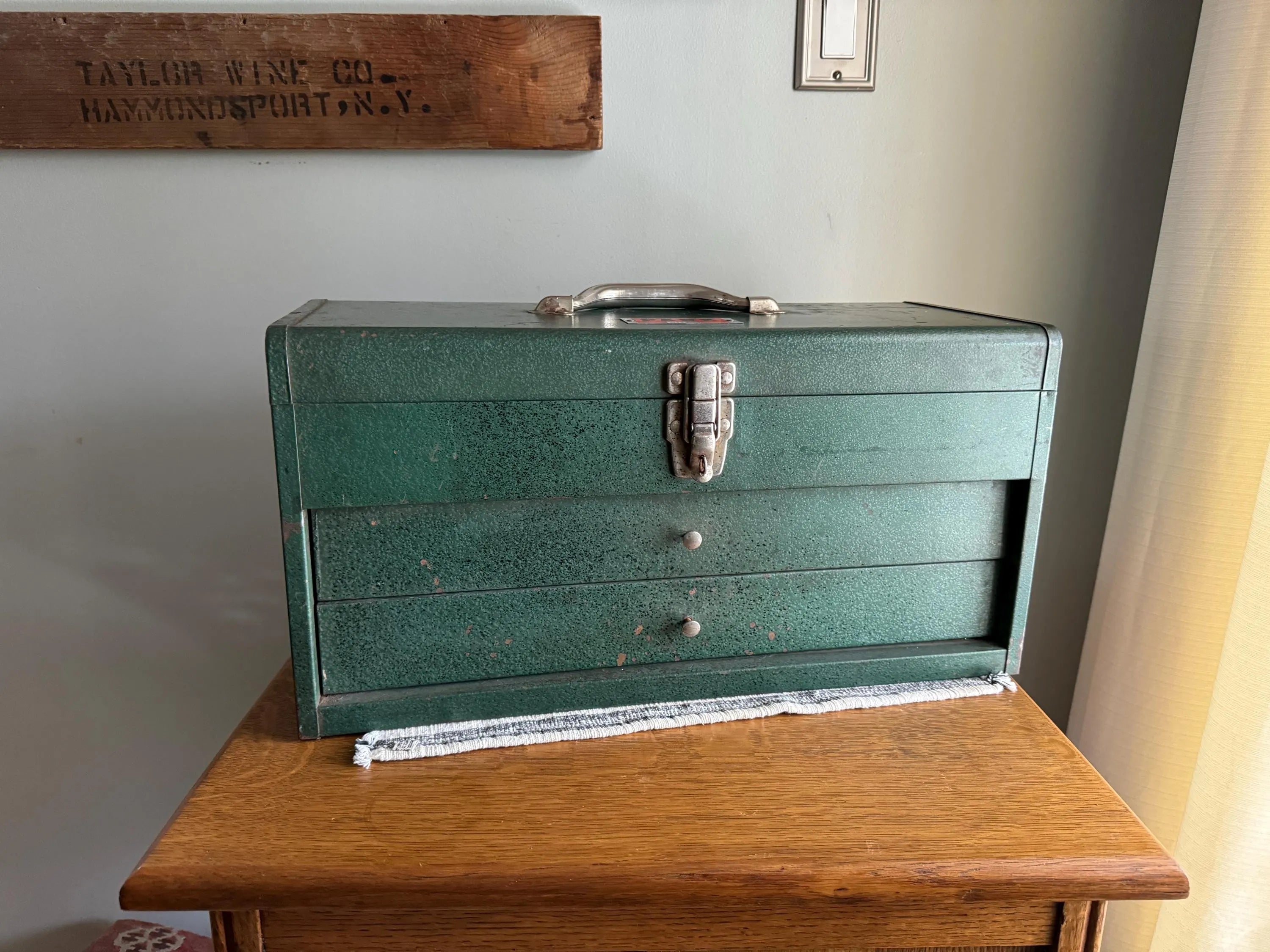 Vintage Heavy Penncraft Tool Box | Black and Red Penncraft Tool Box | Heavy Duty Tool Box With 3 Locking Drawers | Machinist Toolbox
