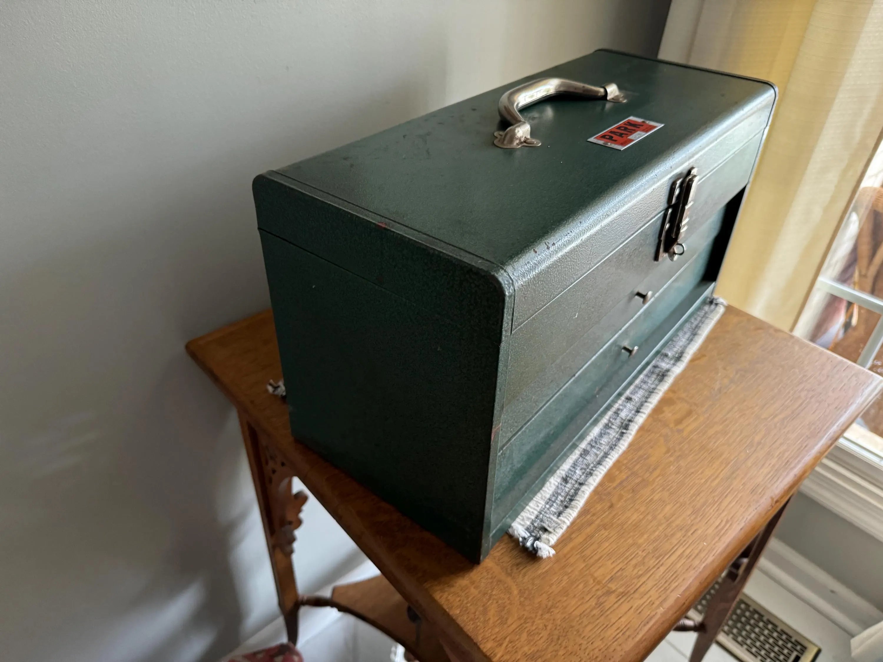 Vintage Heavy Penncraft Tool Box | Black and Red Penncraft Tool Box | Heavy Duty Tool Box With 3 Locking Drawers | Machinist Toolbox