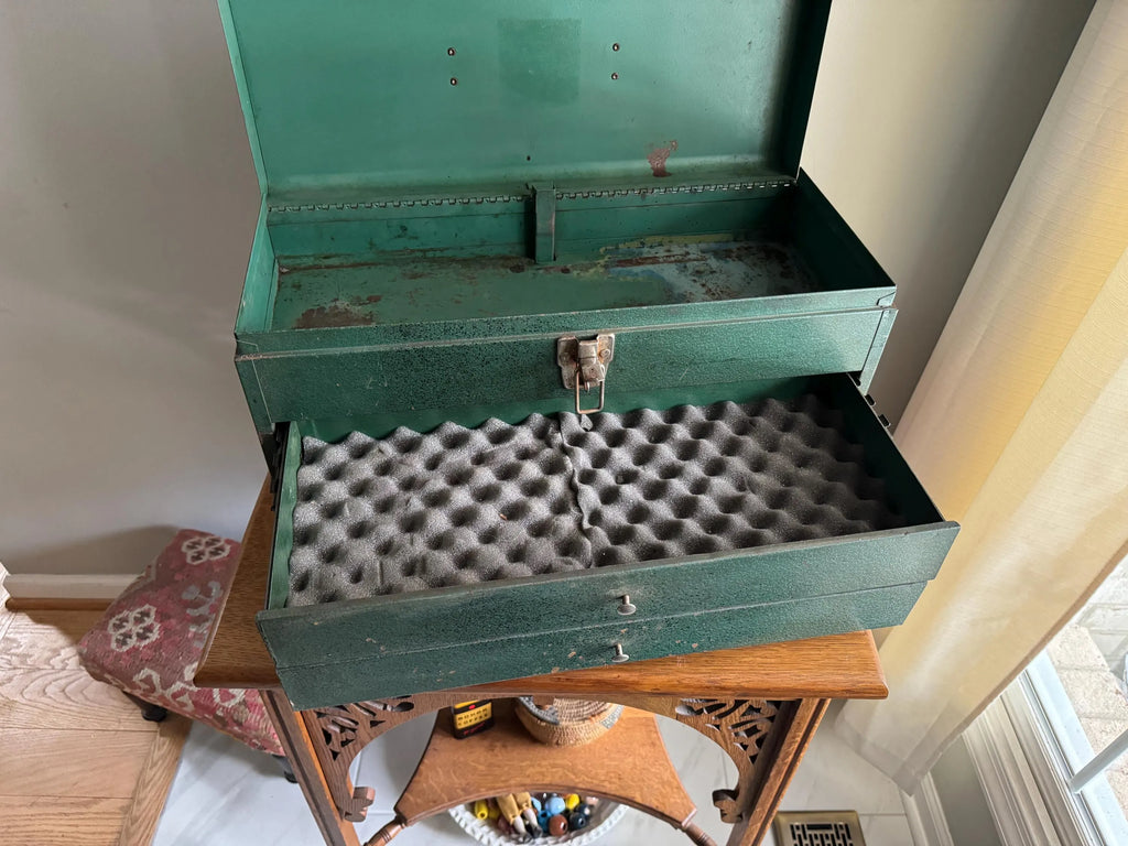 Vintage Heavy Penncraft Tool Box | Black and Red Penncraft Tool Box | Heavy Duty Tool Box With 3 Locking Drawers | Machinist Toolbox