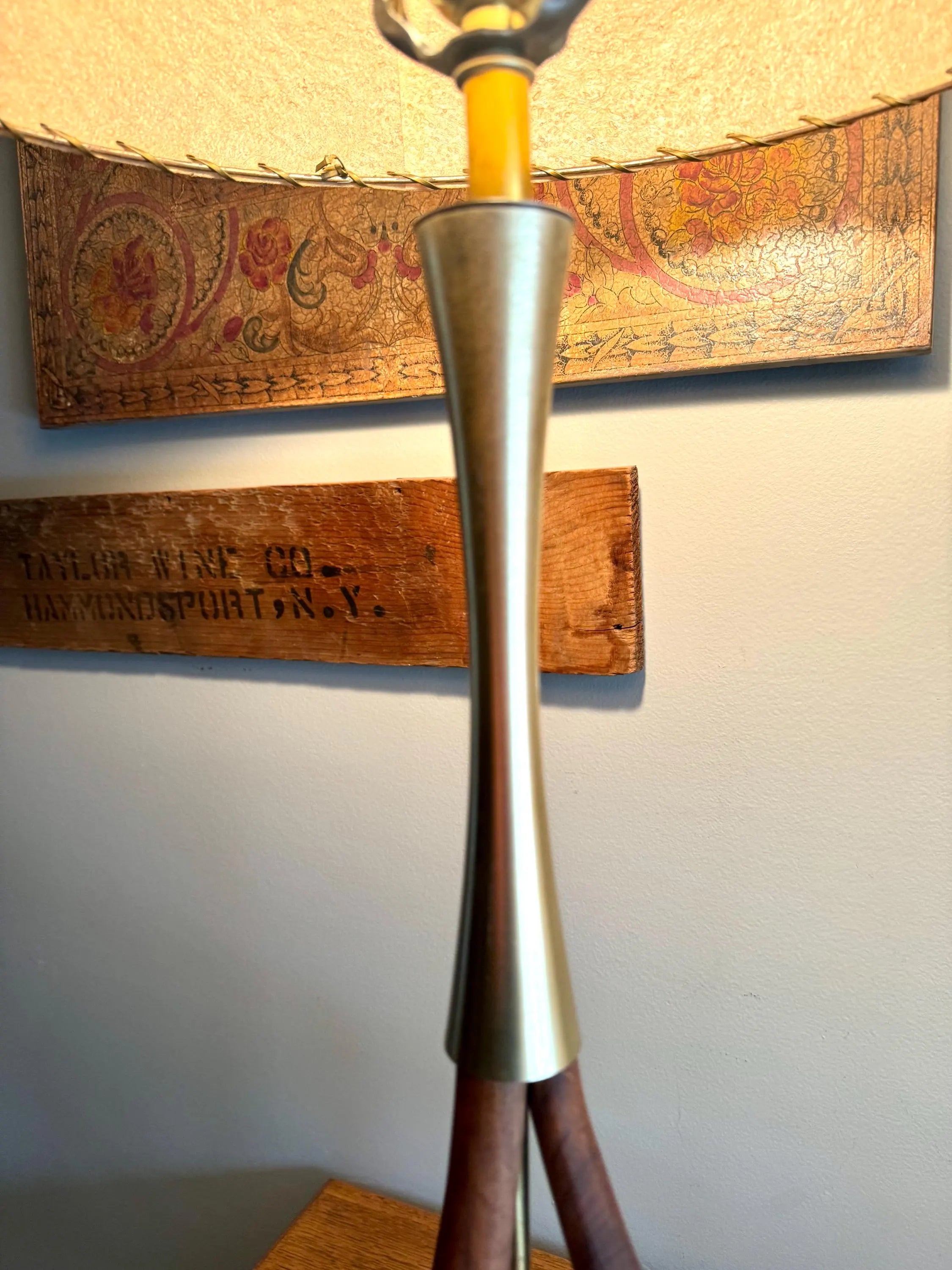 Mid Century Modern Walnut Lamp | Danish Modern Teak Lamp | Atomic Wood and Brass Lamp | Wooden MCM Desk Lamp | Rewired Walnut MCM Lamp