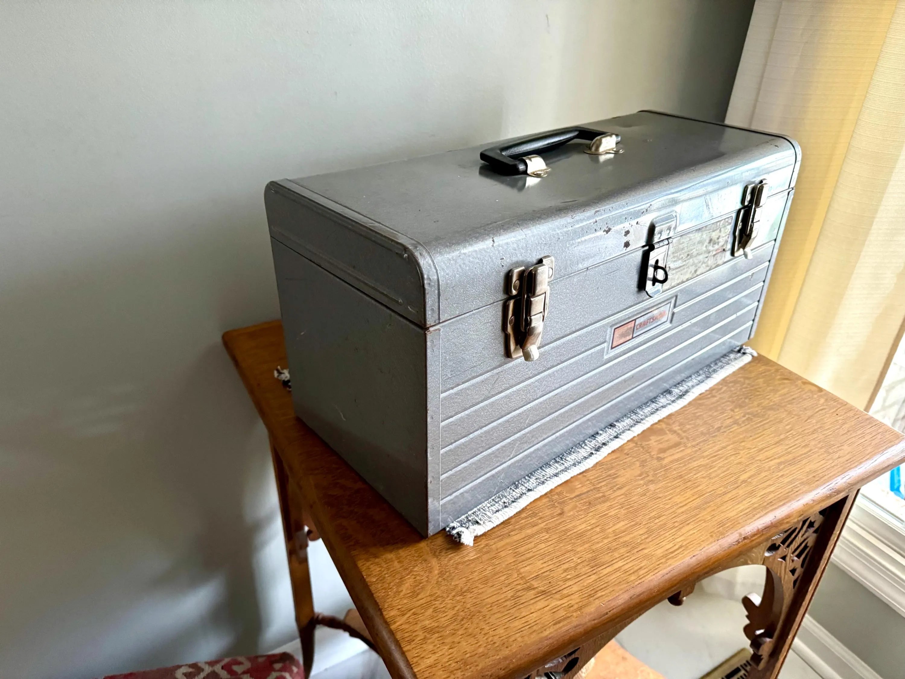 Vintage Industrial Heavy Duty Craftsman Tool Box | Rustic Craftsman Tool Box | Heavy Duty Tool Box With Tool Caddy | Distressed Toolbox