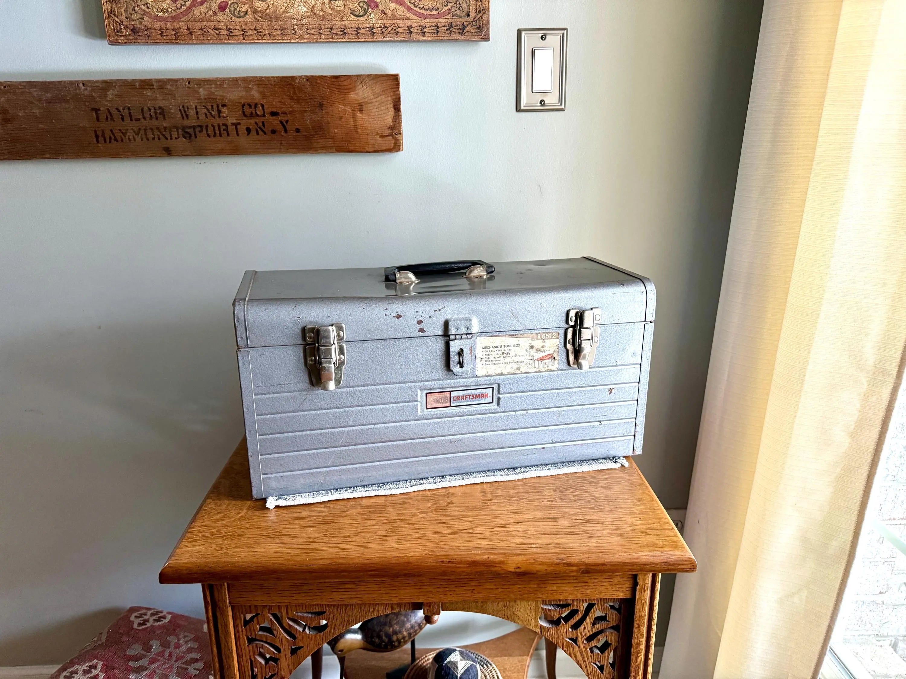 Vintage Industrial Heavy Duty Craftsman Tool Box | Rustic Craftsman Tool Box | Heavy Duty Tool Box With Tool Caddy | Distressed Toolbox