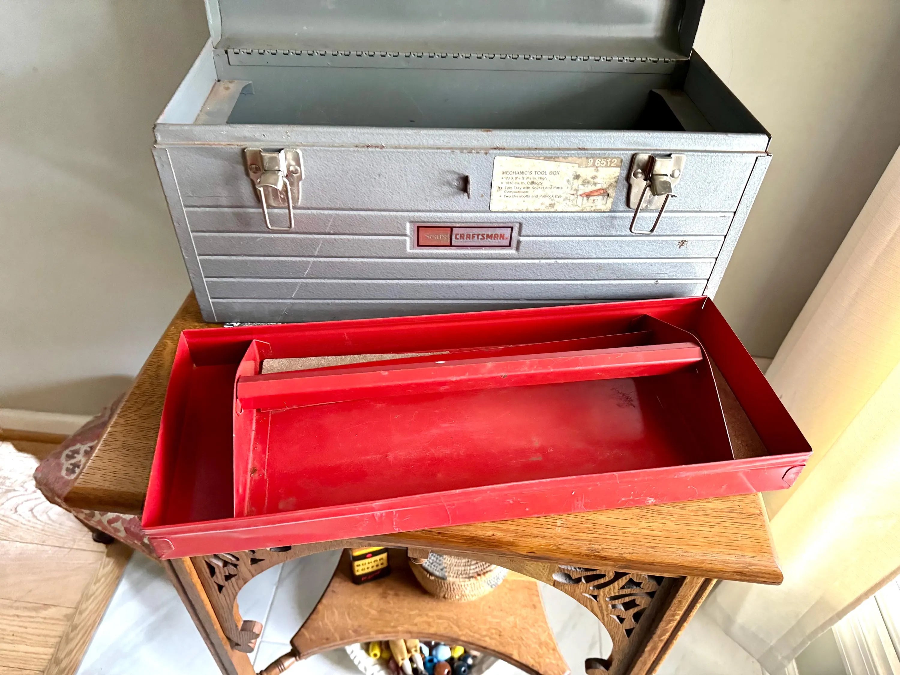 Vintage Industrial Heavy Duty Craftsman Tool Box | Rustic Craftsman Tool Box | Heavy Duty Tool Box With Tool Caddy | Distressed Toolbox