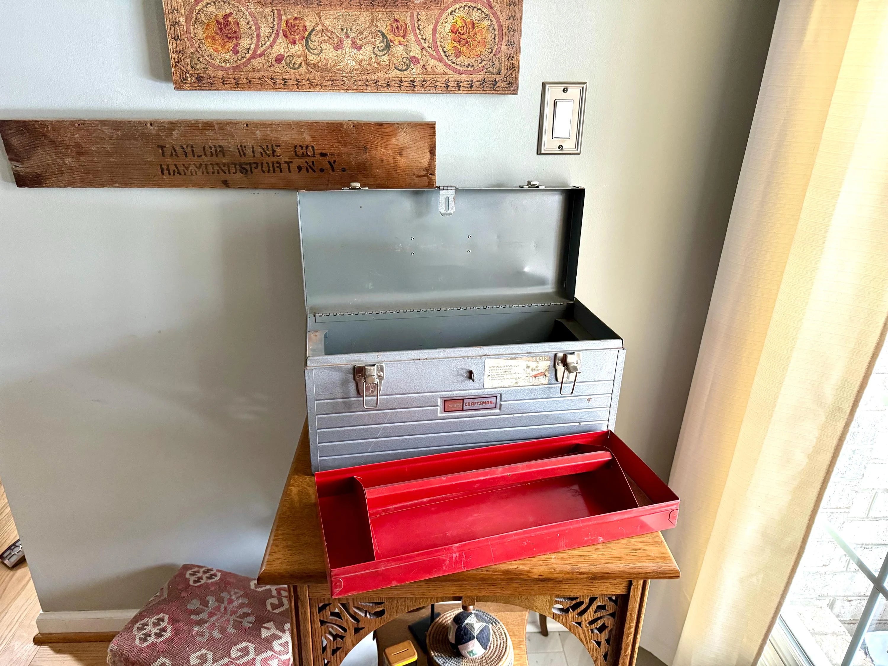 Vintage Industrial Heavy Duty Craftsman Tool Box | Rustic Craftsman Tool Box | Heavy Duty Tool Box With Tool Caddy | Distressed Toolbox