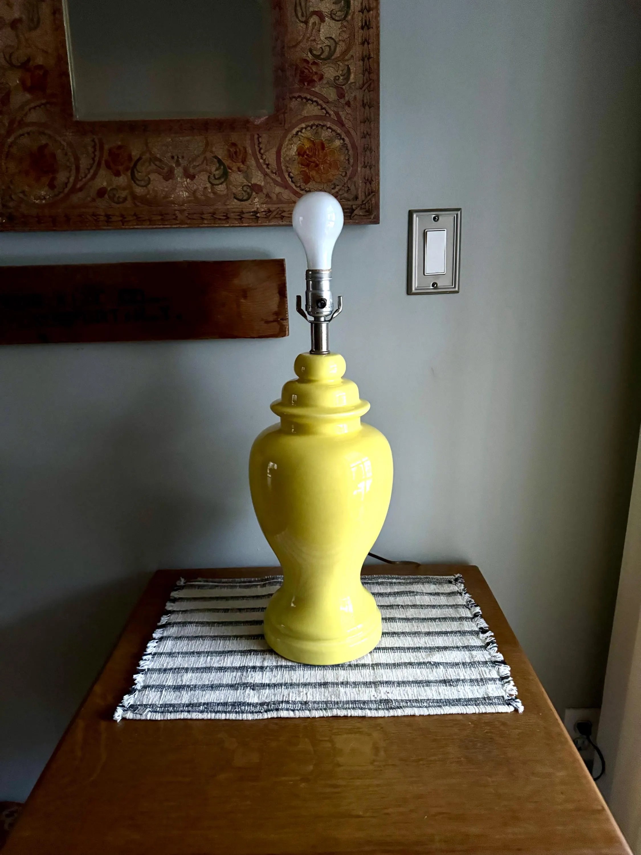 Mid Century Yellow Ginger Jar Ceramic Lamp | Haeger Canary Yellow Ceramic Lamp | 70's Yellow Ceramic Table Lamp | MCM Decor