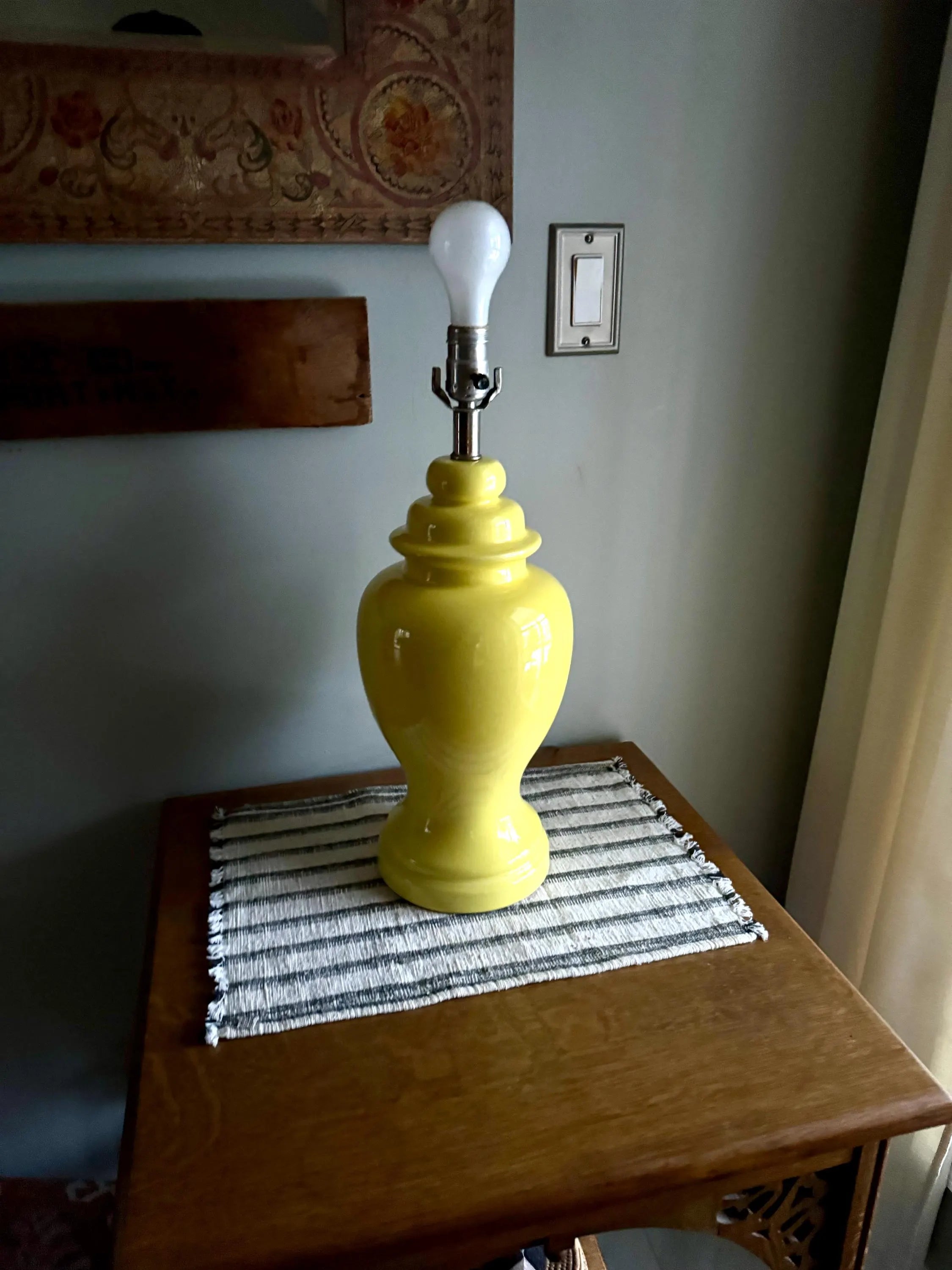 Mid Century Yellow Ginger Jar Ceramic Lamp | Haeger Canary Yellow Ceramic Lamp | 70's Yellow Ceramic Table Lamp | MCM Decor