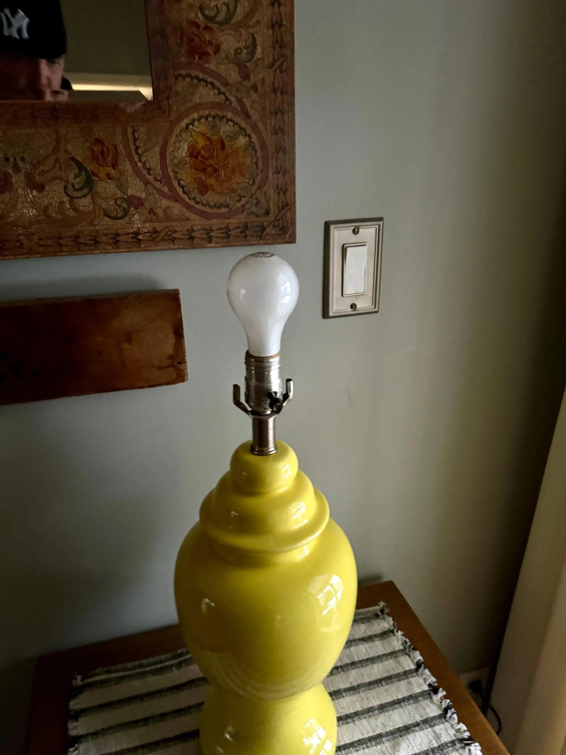 Mid Century Yellow Ginger Jar Ceramic Lamp | Haeger Canary Yellow Ceramic Lamp | 70's Yellow Ceramic Table Lamp | MCM Decor