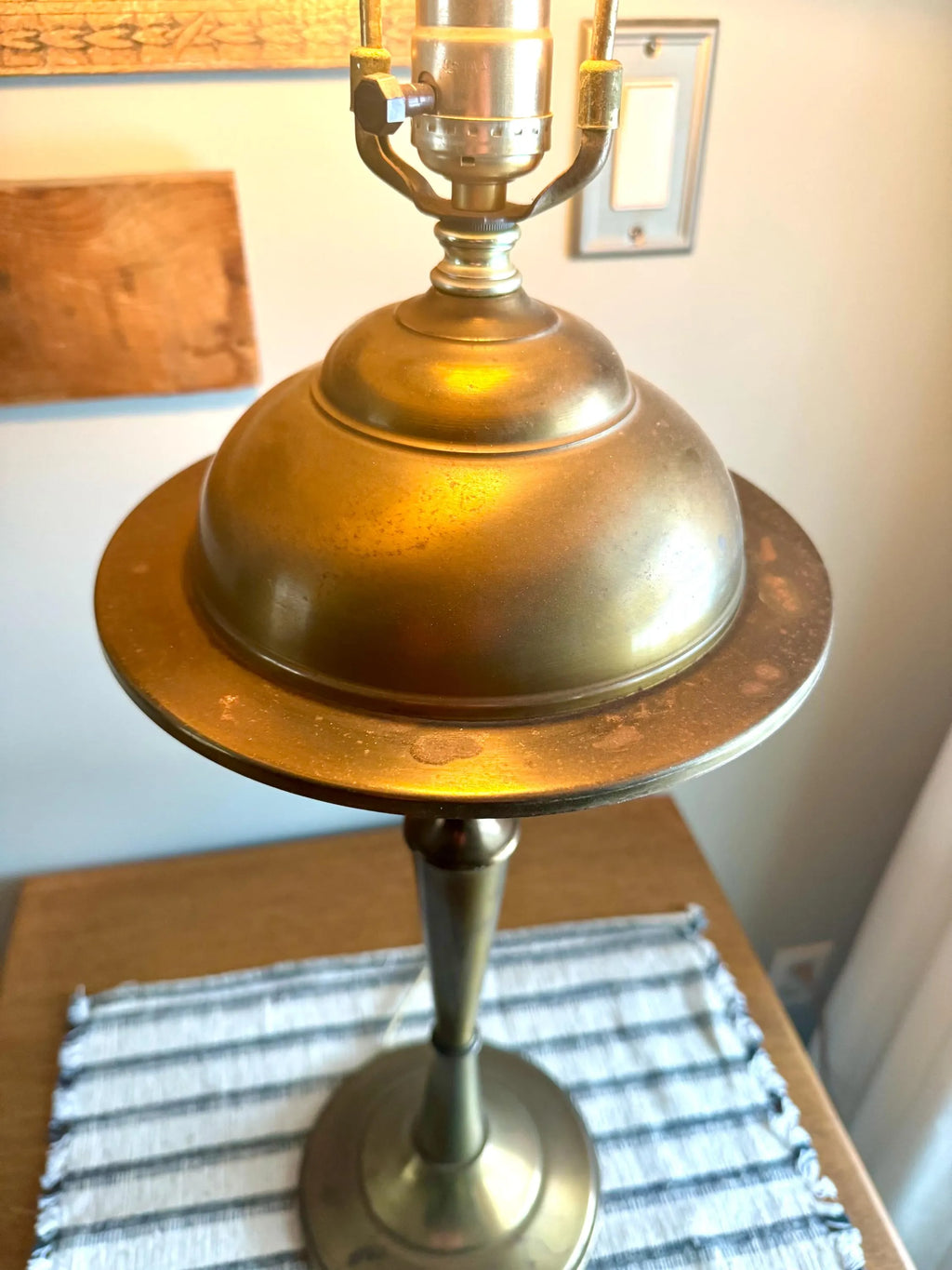 A Large Brass Atomic Table Lamp | Machine Age UFO Brass Lamp | Atomic Flying Sauce Lamp | MCM Brass Lamp