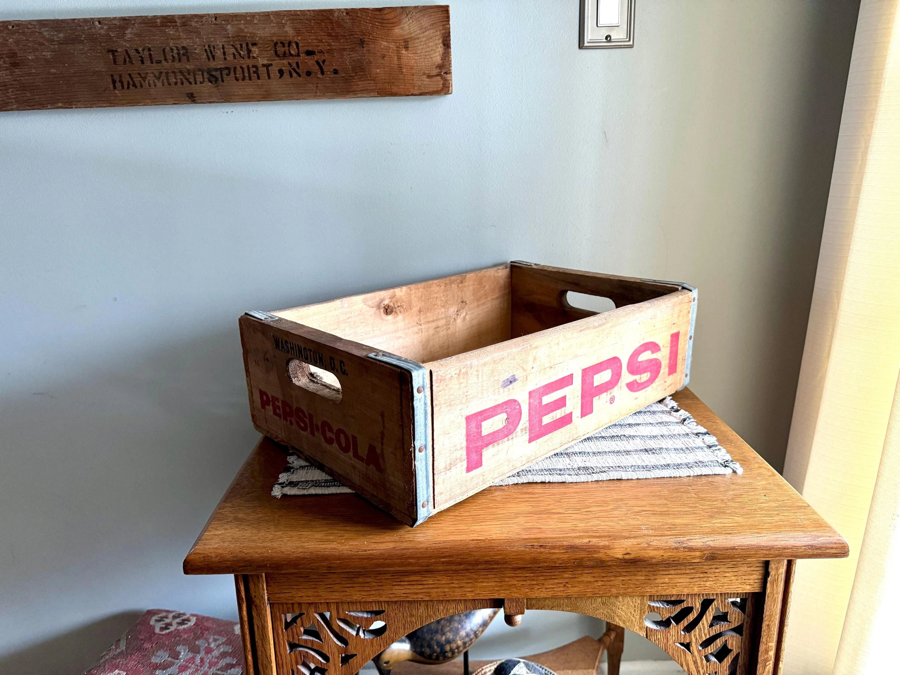 Vintage Pepsi Wooden Crate | Rustic Original Pepsi Crate | Pepsi Cola Advertisement Crate | Pepsi Washington D.C. Wood Crate