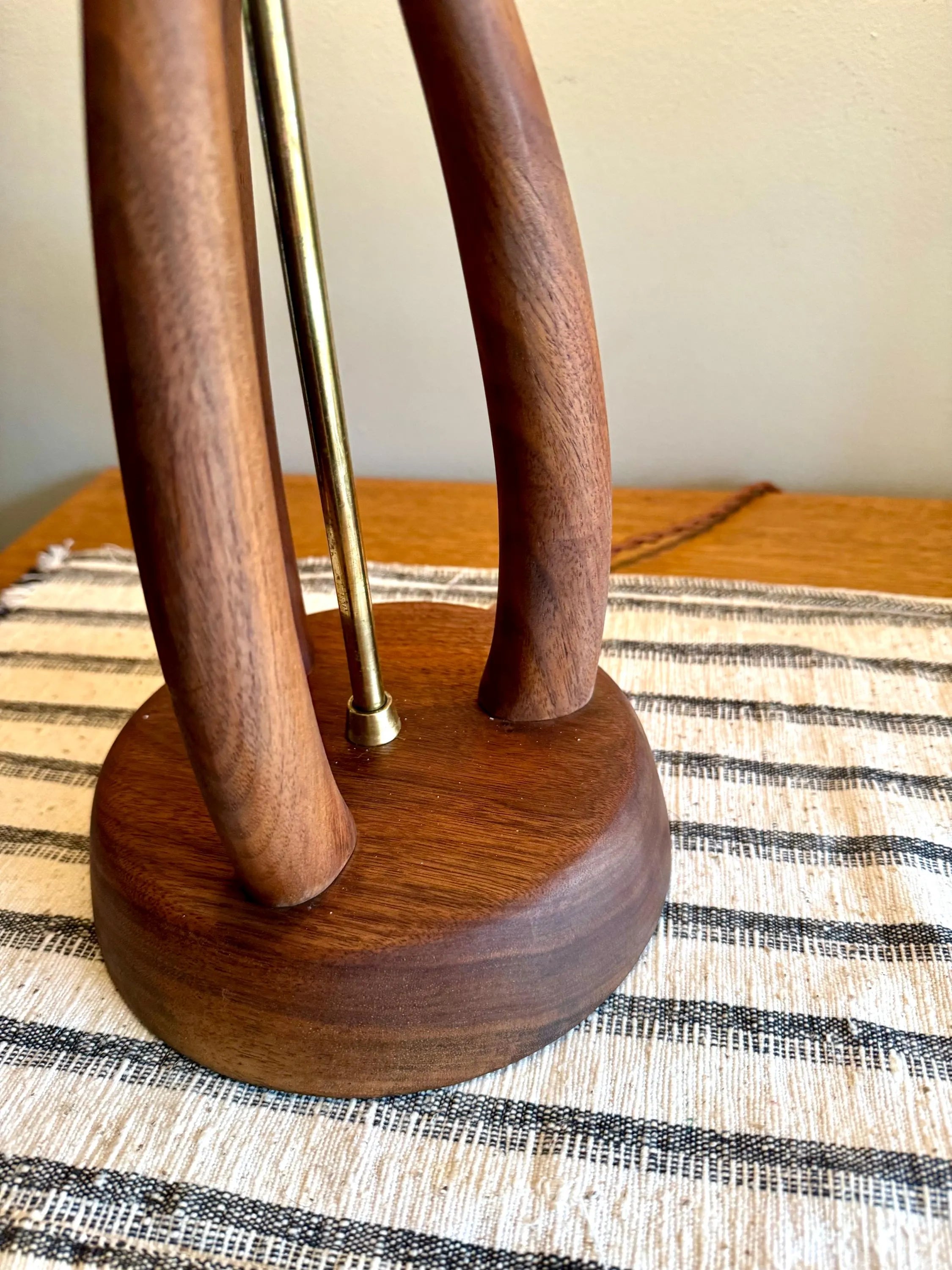 Mid Century Modern Walnut Lamp | Danish Modern Teak Lamp | Atomic Wood and Brass Lamp | Wooden MCM Desk Lamp | Rewired Walnut MCM Lamp