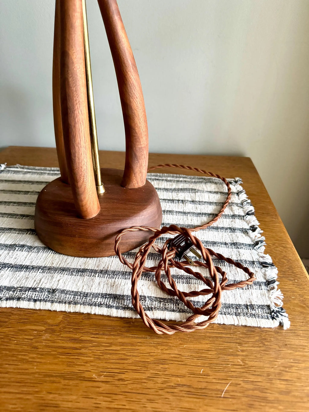 Mid Century Modern Walnut Lamp | Danish Modern Teak Lamp | Atomic Wood and Brass Lamp | Wooden MCM Desk Lamp | Rewired Walnut MCM Lamp