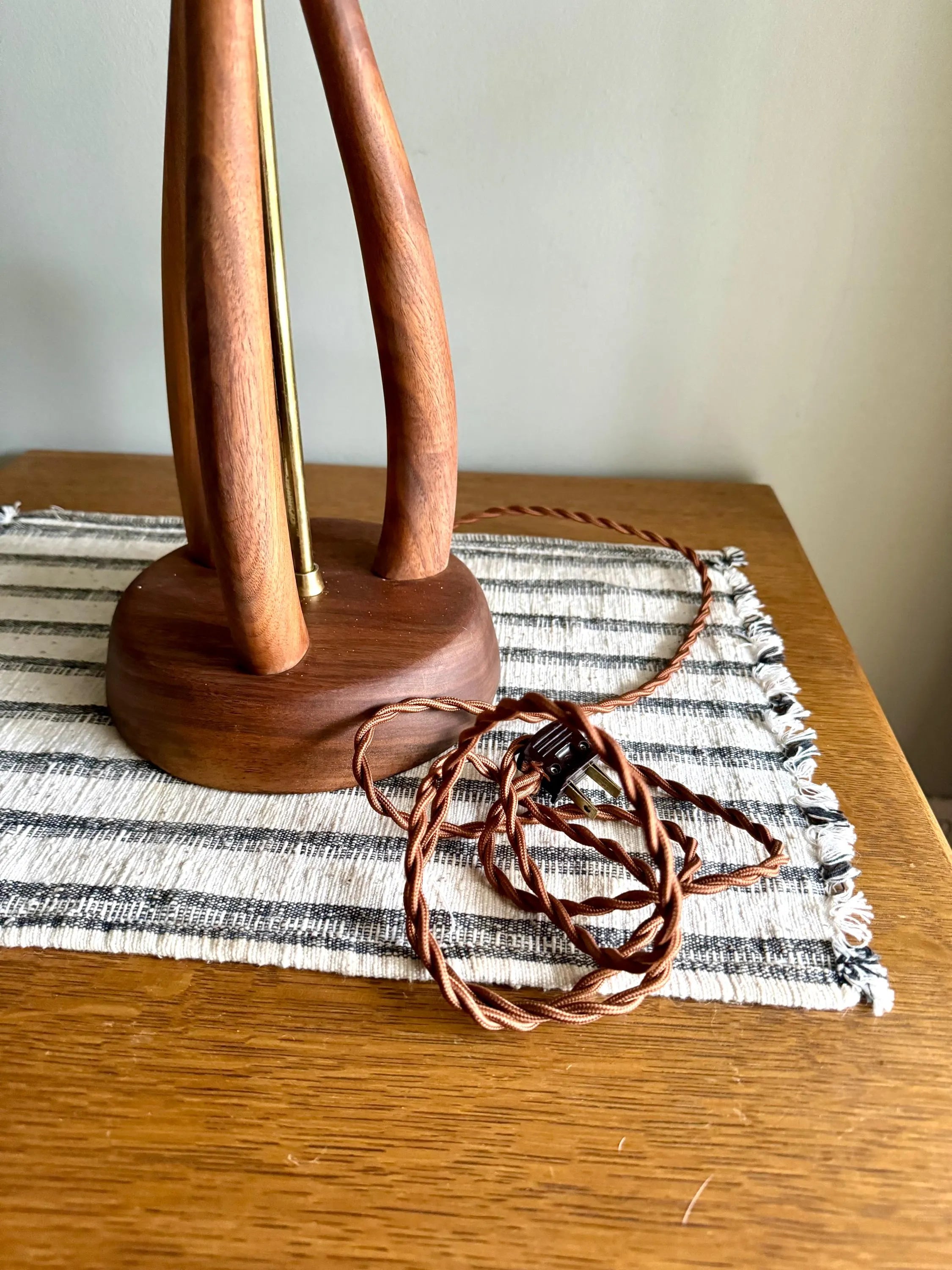 Mid Century Modern Walnut Lamp | Danish Modern Teak Lamp | Atomic Wood and Brass Lamp | Wooden MCM Desk Lamp | Rewired Walnut MCM Lamp