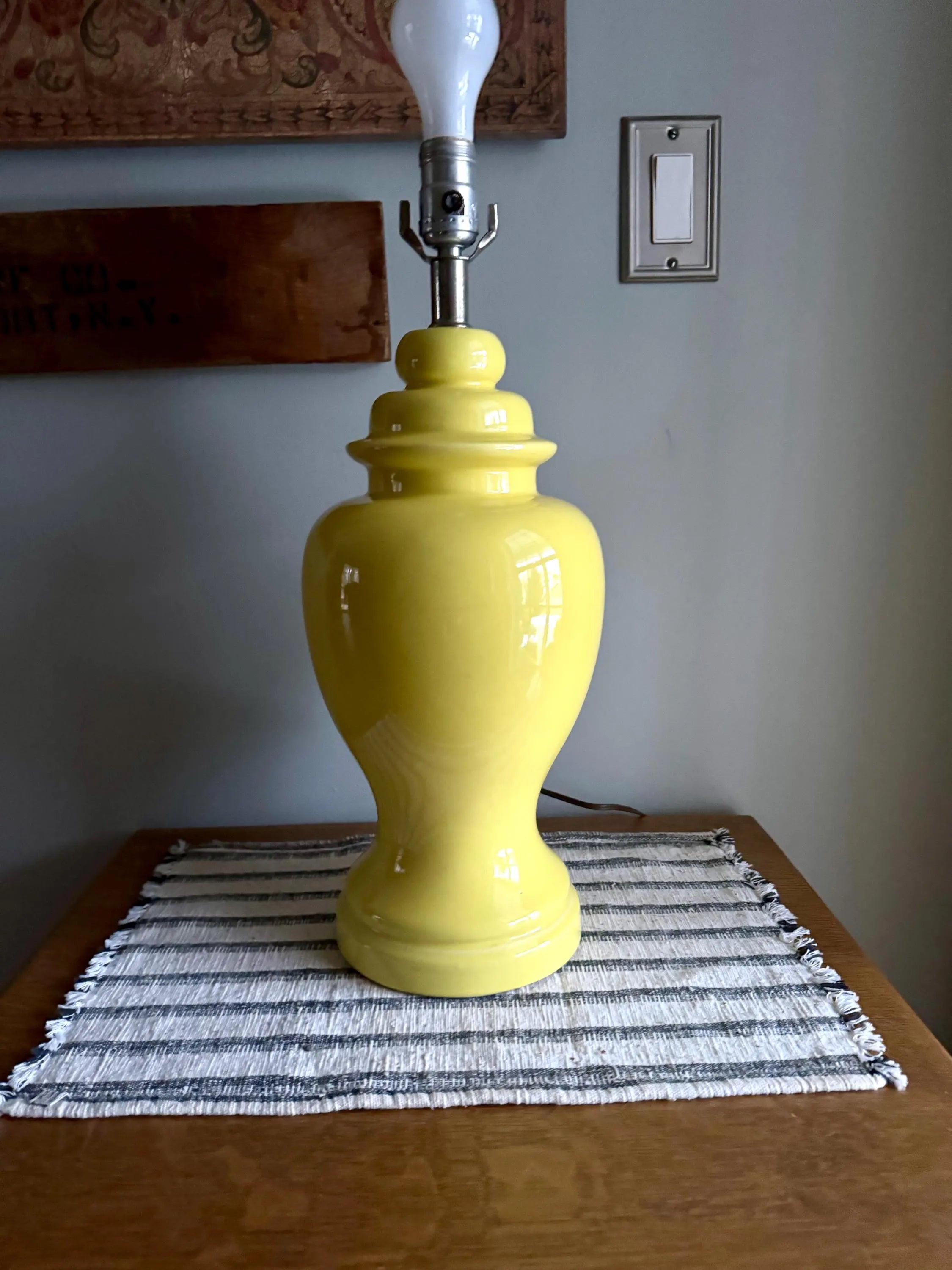 Mid Century Yellow Ginger Jar Ceramic Lamp | Haeger Canary Yellow Ceramic Lamp | 70's Yellow Ceramic Table Lamp | MCM Decor