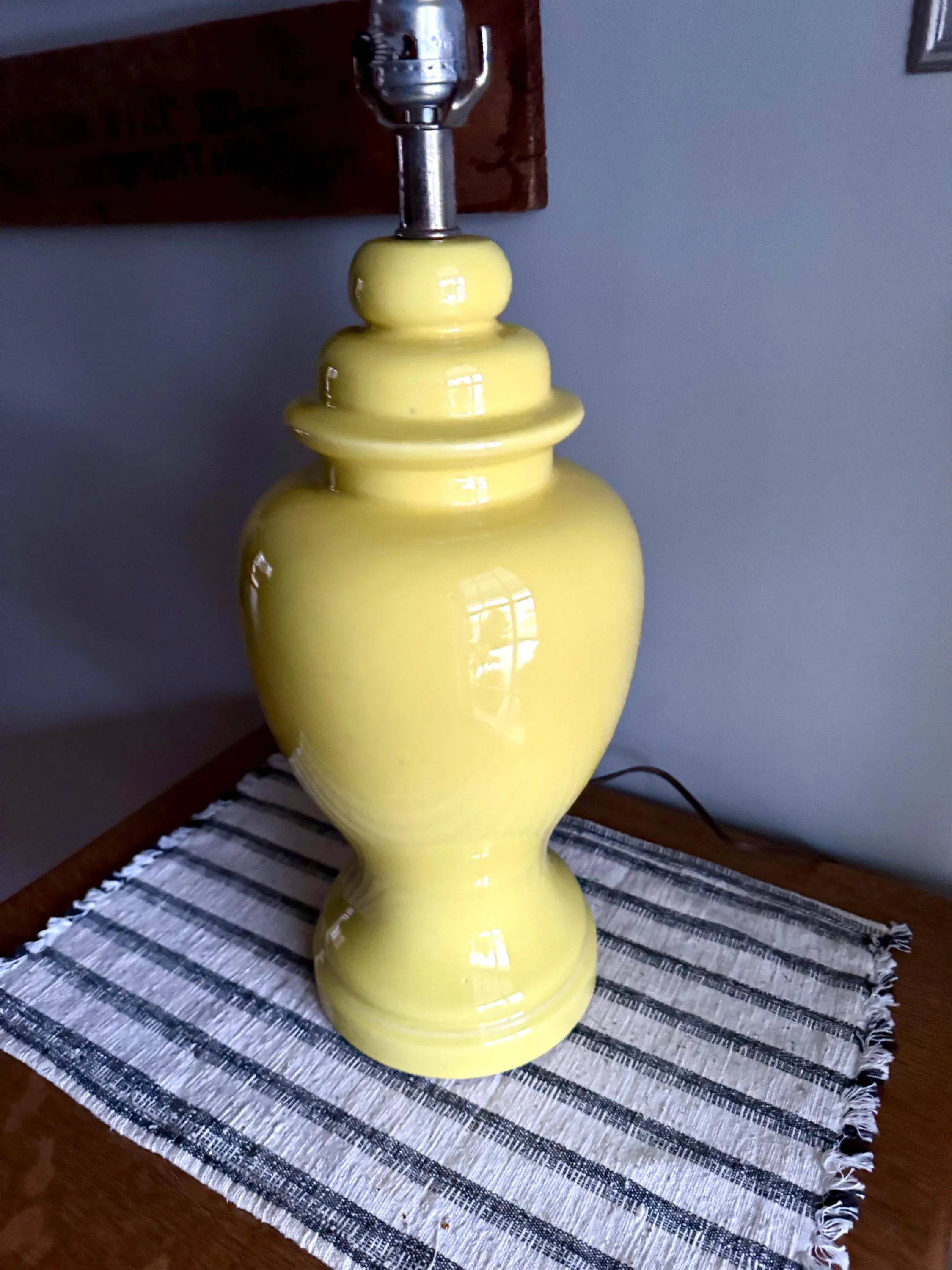 Mid Century Yellow Ginger Jar Ceramic Lamp | Haeger Canary Yellow Ceramic Lamp | 70's Yellow Ceramic Table Lamp | MCM Decor