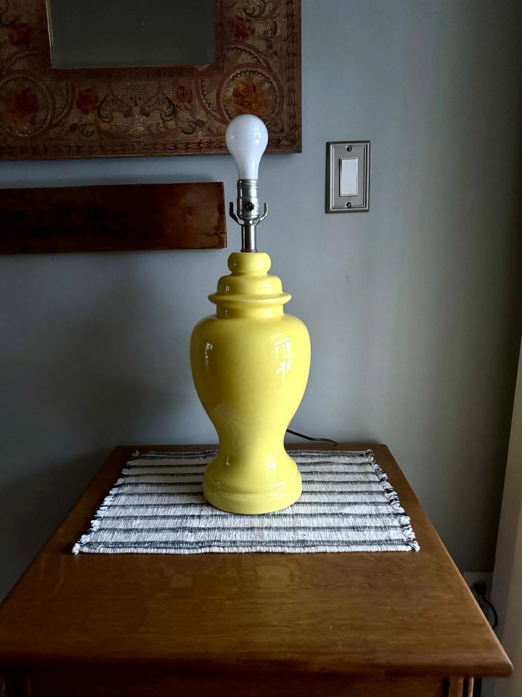 Mid Century Yellow Ginger Jar Ceramic Lamp | Haeger Canary Yellow Ceramic Lamp | 70's Yellow Ceramic Table Lamp | MCM Decor