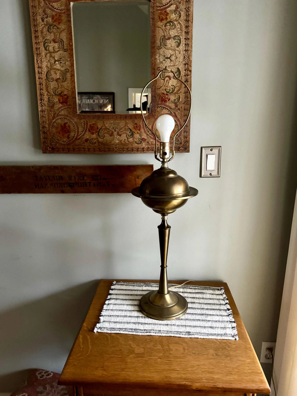 A Large Brass Atomic Table Lamp | Machine Age UFO Brass Lamp | Atomic Flying Sauce Lamp | MCM Brass Lamp